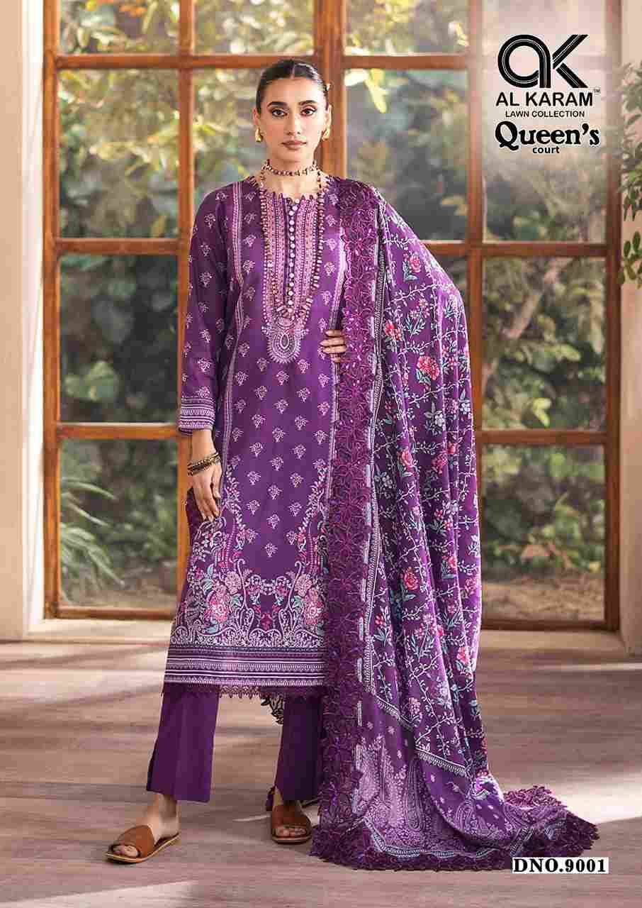 Queens Court Vol-9 By Al Karam Lawn Collection 9001 To 9006 Series Beautiful Suits Colorful Stylish Fancy Casual Wear & Ethnic Wear Pure Cambric Dresses At Wholesale Price
