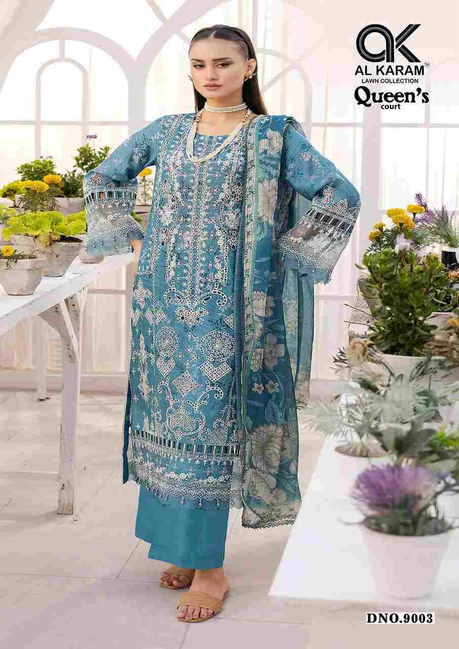 Queens Court Vol-9 By Al Karam Lawn Collection 9001 To 9006 Series Beautiful Suits Colorful Stylish Fancy Casual Wear & Ethnic Wear Pure Cambric Dresses At Wholesale Price