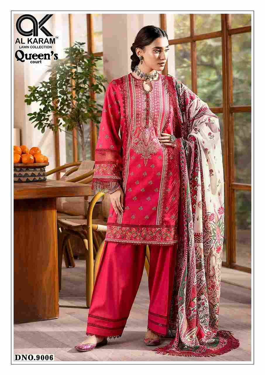 Queens Court Vol-9 By Al Karam Lawn Collection 9001 To 9006 Series Beautiful Suits Colorful Stylish Fancy Casual Wear & Ethnic Wear Pure Cambric Dresses At Wholesale Price