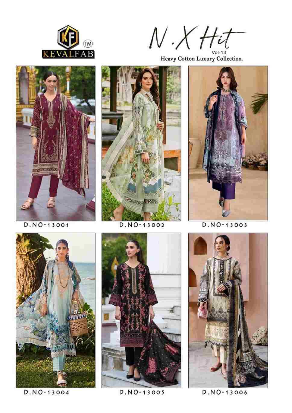 N.X Hit Vol-13 By Keval Fab 13001 To 13006 Series Beautiful Festive Suits Stylish Fancy Colorful Casual Wear & Ethnic Wear Heavy Cotton Digital Print Dresses At Wholesale Price