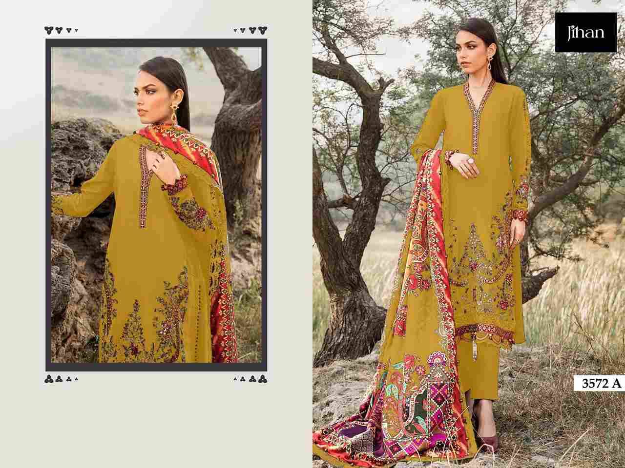 Jihan 3572 Colours By Jihan 3572 To 3572-C Series Designer Pakistani Suits Beautiful Fancy Stylish Colorful Party Wear & Occasional Wear Rayon Cotton Dresses At Wholesale Price