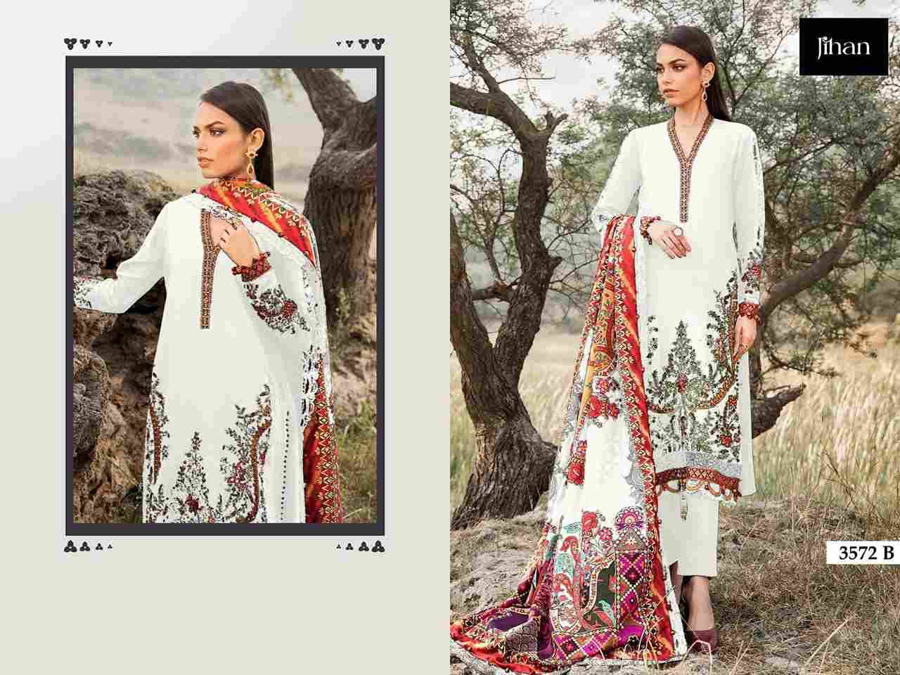 Jihan 3572 Colours By Jihan 3572 To 3572-C Series Designer Pakistani Suits Beautiful Fancy Stylish Colorful Party Wear & Occasional Wear Rayon Cotton Dresses At Wholesale Price