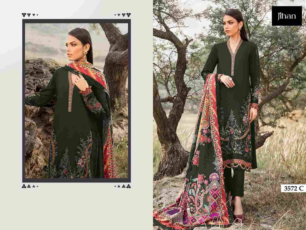 Jihan 3572 Colours By Jihan 3572 To 3572-C Series Designer Pakistani Suits Beautiful Fancy Stylish Colorful Party Wear & Occasional Wear Rayon Cotton Dresses At Wholesale Price