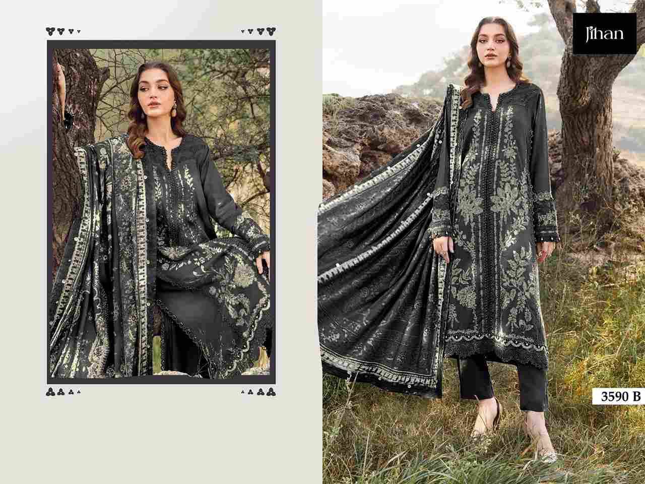 Jihan 3590 Colours By Jihan 3590 To 3590-B Series Designer Pakistani Suits Beautiful Fancy Stylish Colorful Party Wear & Occasional Wear Rayon Cotton Dresses At Wholesale Price