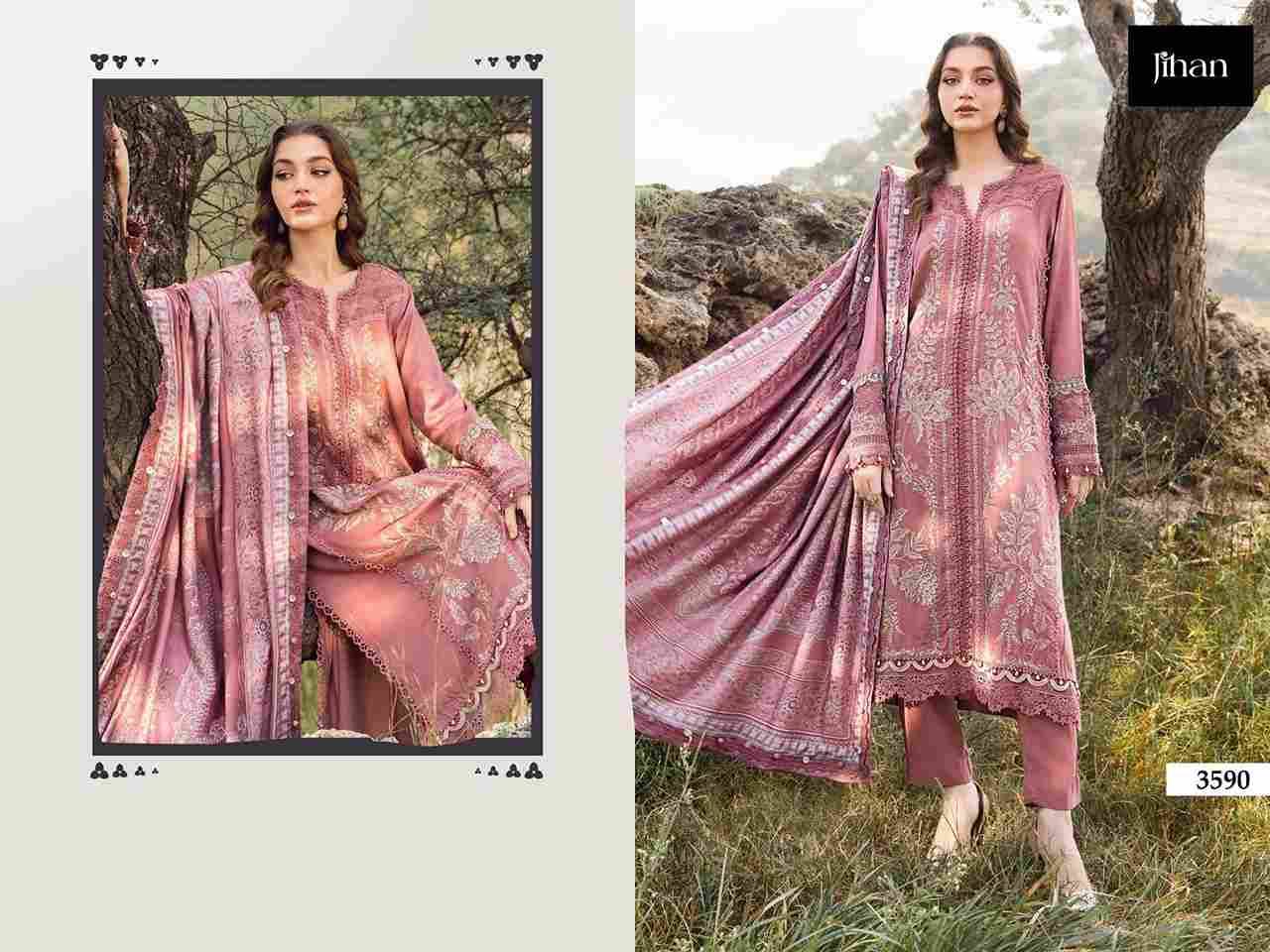 Jihan 3590 Colours By Jihan 3590 To 3590-B Series Designer Pakistani Suits Beautiful Fancy Stylish Colorful Party Wear & Occasional Wear Rayon Cotton Dresses At Wholesale Price