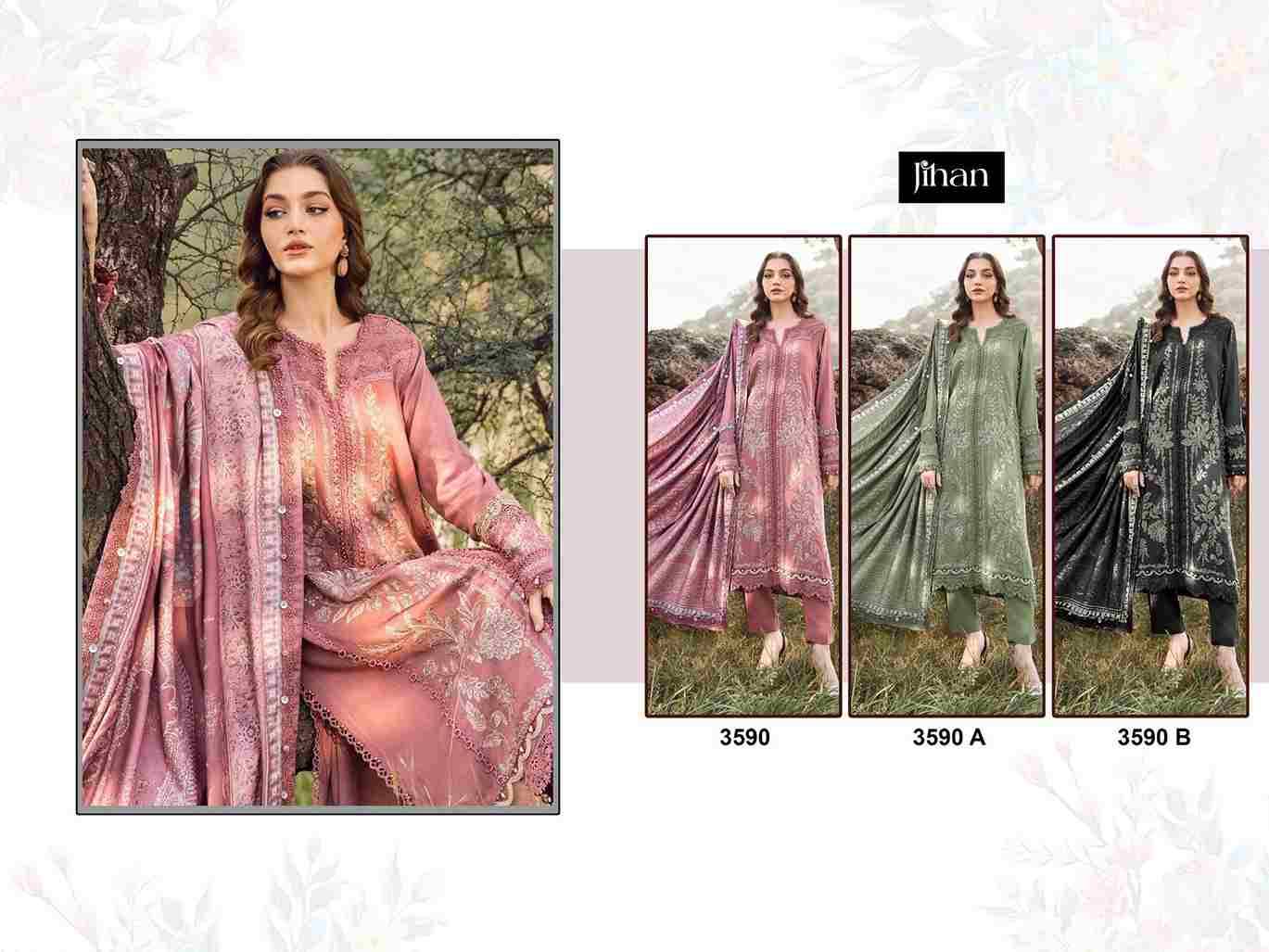 Jihan 3590 Colours By Jihan 3590 To 3590-B Series Designer Pakistani Suits Beautiful Fancy Stylish Colorful Party Wear & Occasional Wear Rayon Cotton Dresses At Wholesale Price