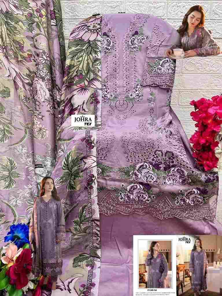 Johra Hit Design 164 By Johra Tex Beautiful Pakistani Suits Colorful Stylish Fancy Casual Wear & Ethnic Wear Cambric Cotton Embroidered Dresses At Wholesale Price