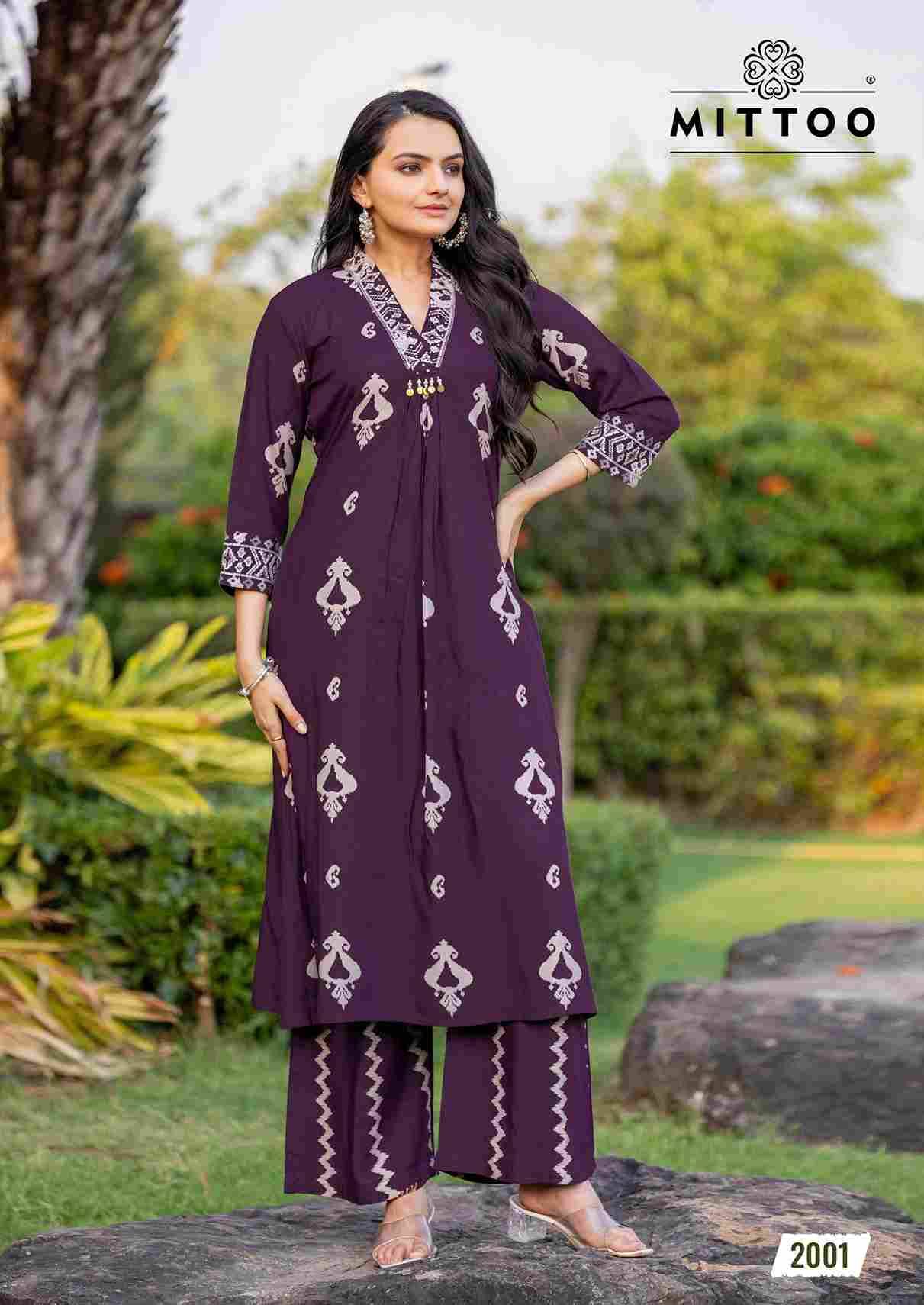 Vitara By Mittoo 2001 To 2005 Series Designer Collection Beautiful Stylish Fancy Colorful Party Wear & Occasional Wear Rayon Print Kurtis With Bottom At Wholesale Price