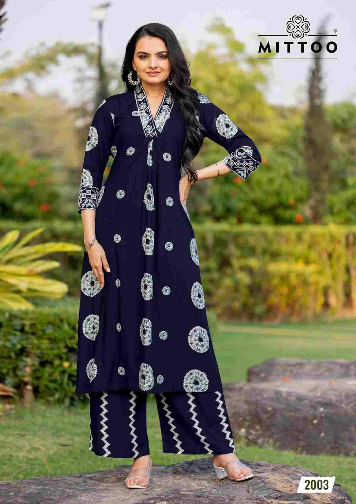 Vitara By Mittoo 2001 To 2005 Series Designer Collection Beautiful Stylish Fancy Colorful Party Wear & Occasional Wear Rayon Print Kurtis With Bottom At Wholesale Price
