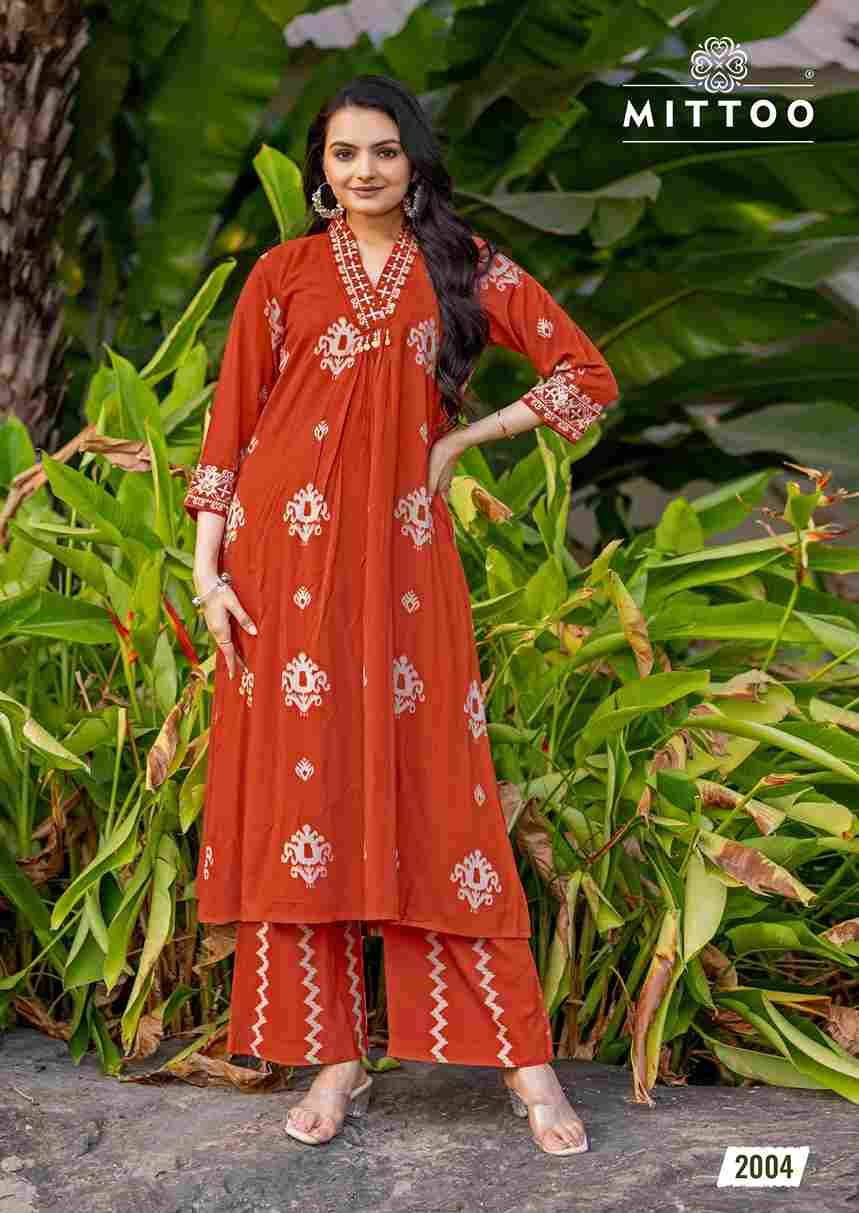 Vitara By Mittoo 2001 To 2005 Series Designer Collection Beautiful Stylish Fancy Colorful Party Wear & Occasional Wear Rayon Print Kurtis With Bottom At Wholesale Price