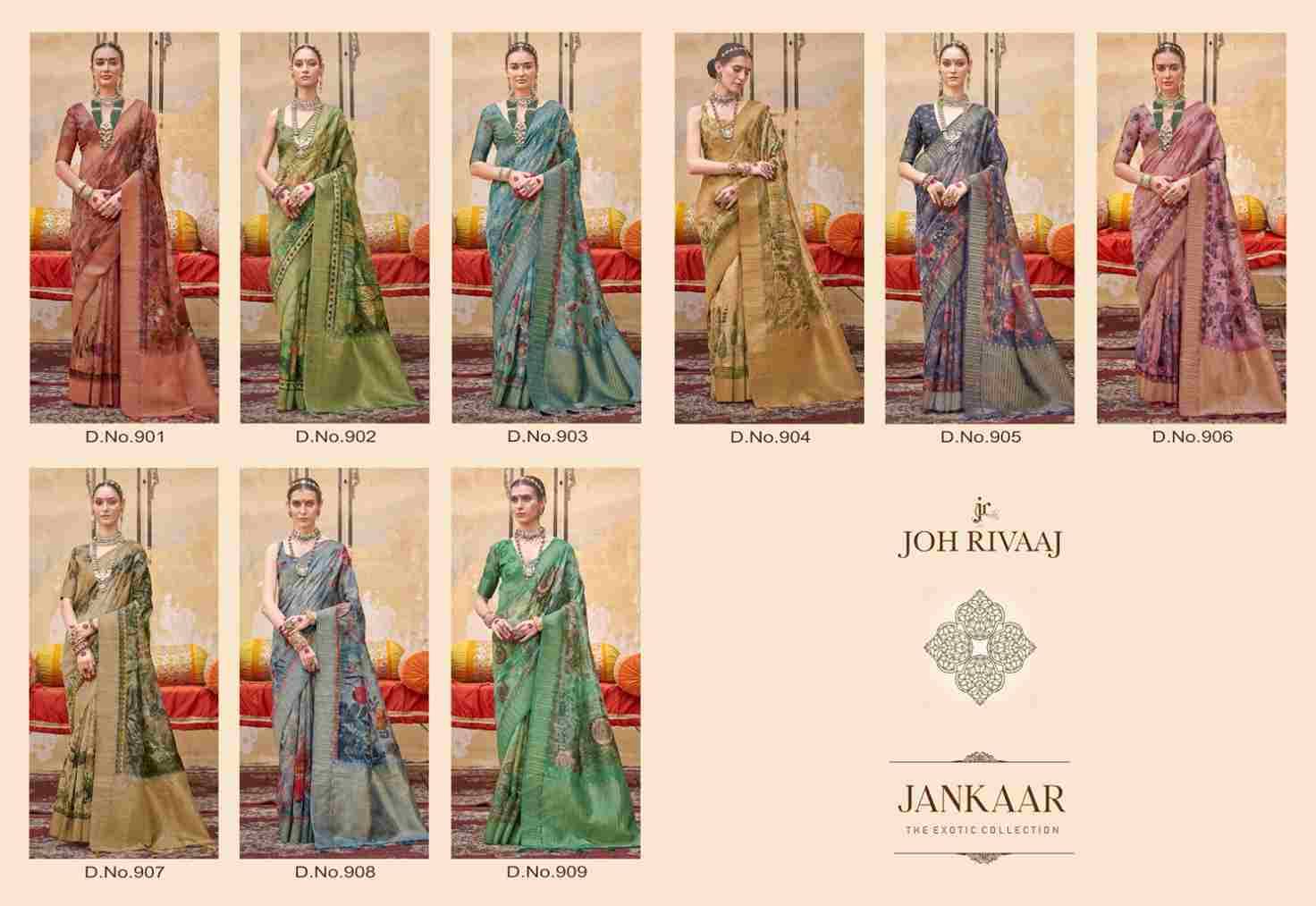 Jankaar By Joh Rivaaj 901 To 909 Series Indian Traditional Wear Collection Beautiful Stylish Fancy Colorful Party Wear & Occasional Wear Silk Sarees At Wholesale Price