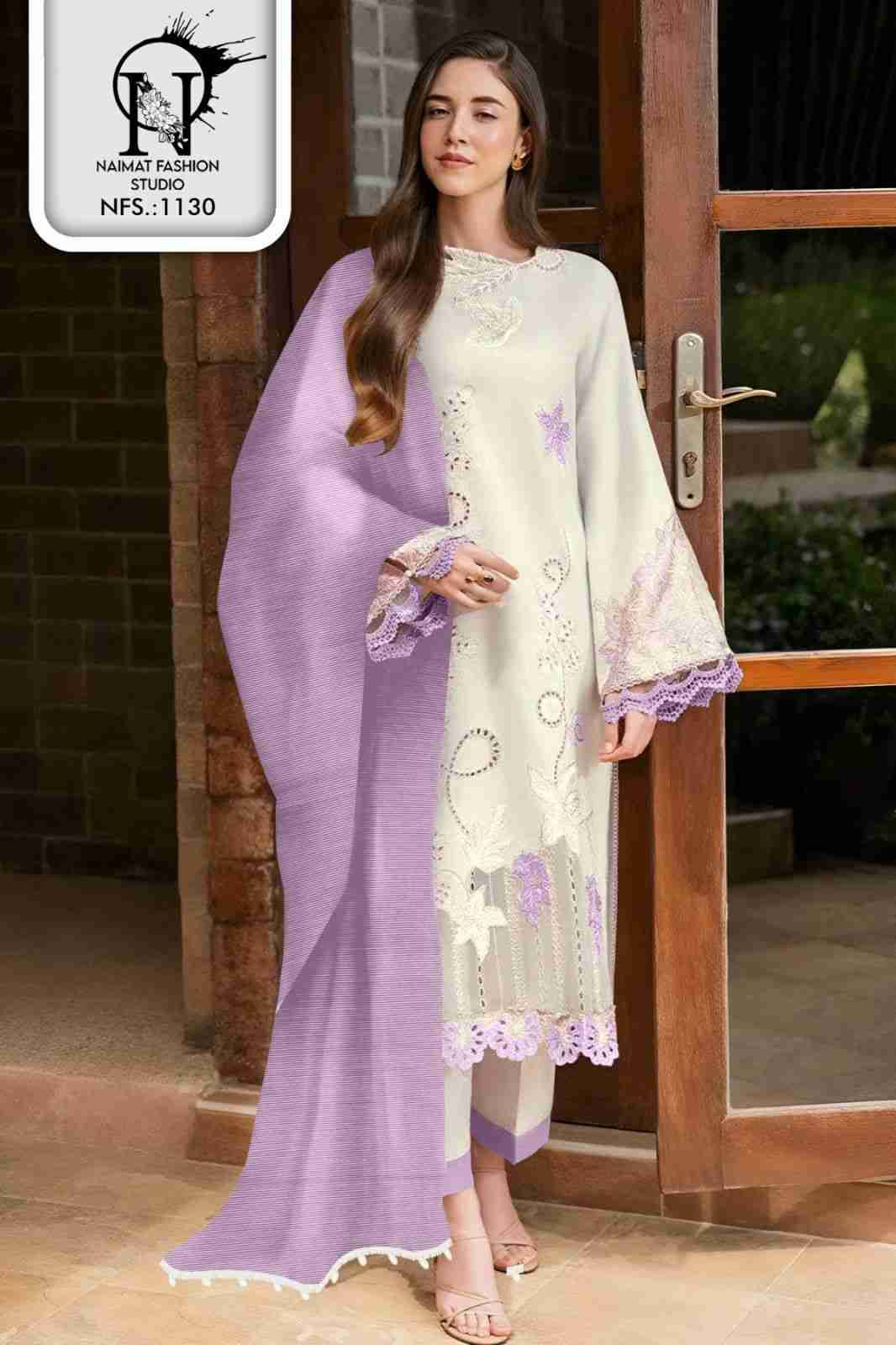 Naimat-1130 Colours By Naimat Fashion Studio 1130-A To 1130-C Series Beautiful Stylish Festive Suits Fancy Colorful Casual Wear & Ethnic Wear & Ready To Wear Pure Faux Embroidered Dresses At Wholesale Price