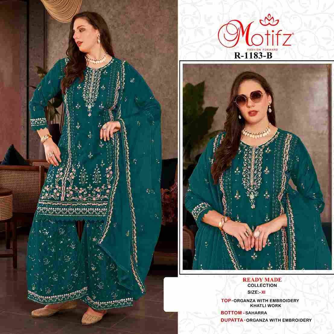 Motifz Hit Design 1183 Colours By Motifz 1183-A To 1183-D Series Beautiful Pakistani Suits Colorful Stylish Fancy Casual Wear & Ethnic Wear Organza Embroidered Dresses At Wholesale Price