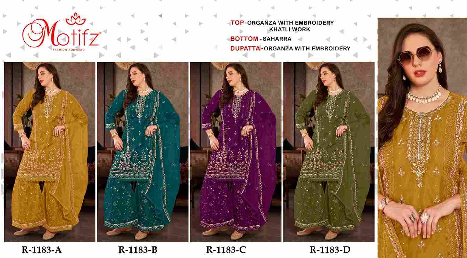 Motifz Hit Design 1183 Colours By Motifz 1183-A To 1183-D Series Beautiful Pakistani Suits Colorful Stylish Fancy Casual Wear & Ethnic Wear Organza Embroidered Dresses At Wholesale Price