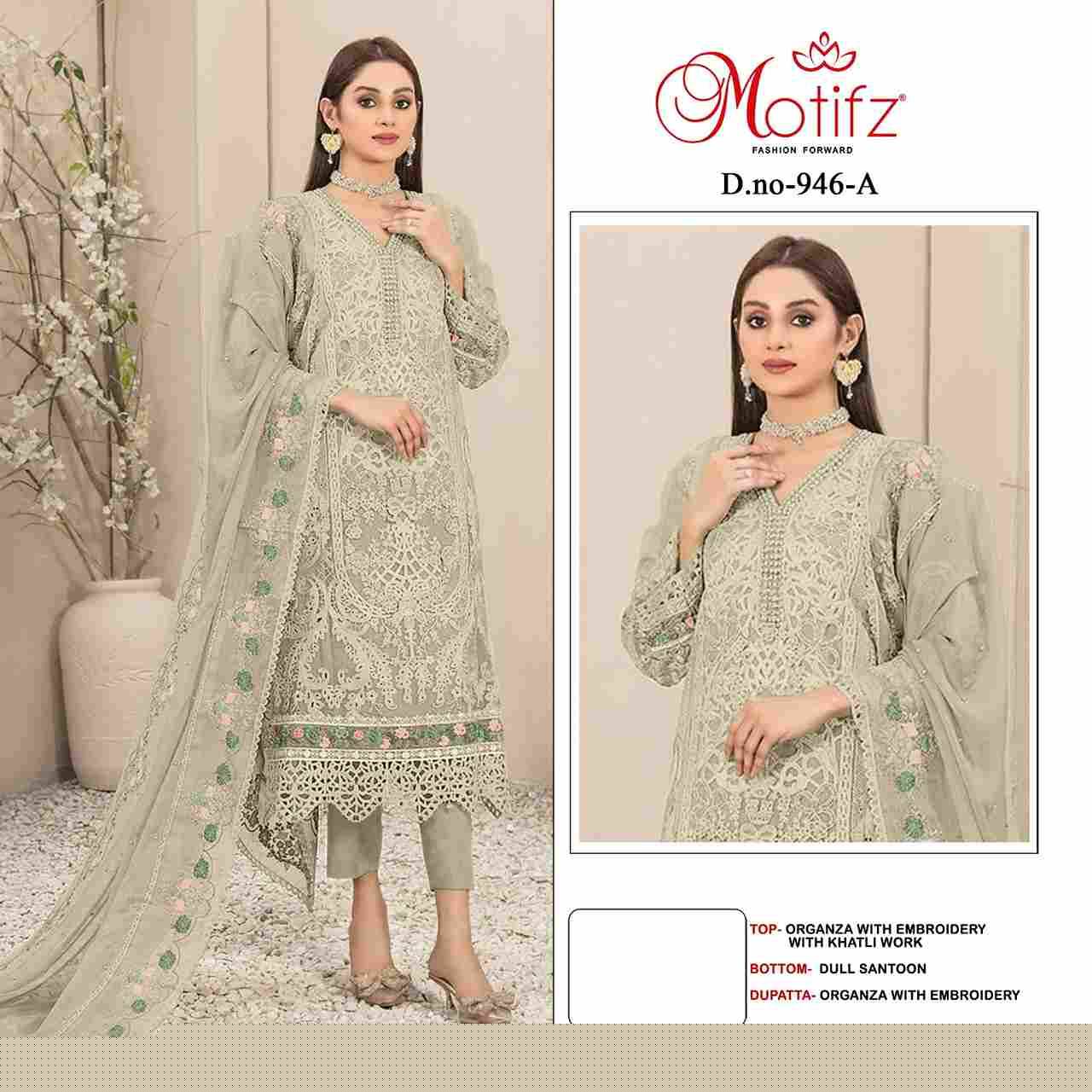 Motifz Hit Design 946 Colours By Motifz 946-A To 946-D Series Beautiful Pakistani Suits Colorful Stylish Fancy Casual Wear & Ethnic Wear Organza Embroidered Dresses At Wholesale Price
