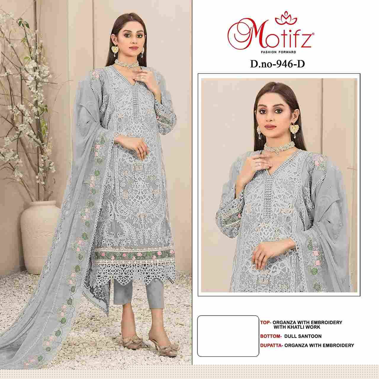 Motifz Hit Design 946 Colours By Motifz 946-A To 946-D Series Beautiful Pakistani Suits Colorful Stylish Fancy Casual Wear & Ethnic Wear Organza Embroidered Dresses At Wholesale Price