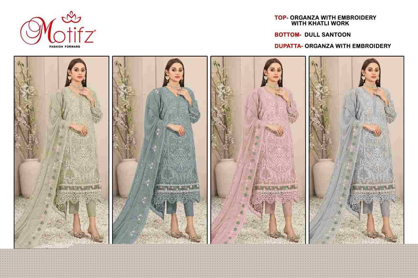 Motifz Hit Design 946 Colours By Motifz 946-A To 946-D Series Beautiful Pakistani Suits Colorful Stylish Fancy Casual Wear & Ethnic Wear Organza Embroidered Dresses At Wholesale Price