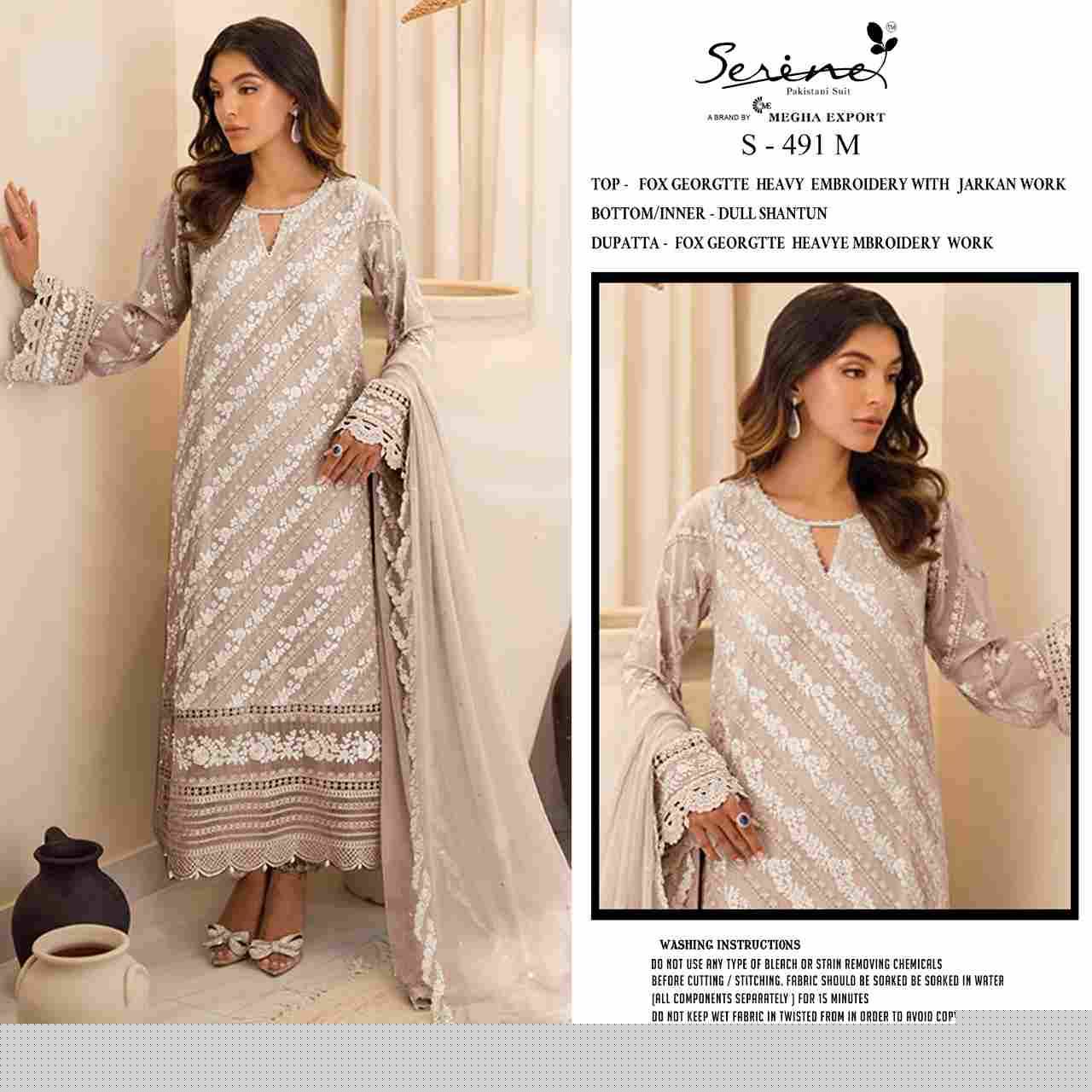 Serene Hit Design S-491 Colours Vol-4 By Serene S-491-M To S-491-P Series Designer Pakistani Suits Beautiful Fancy Colorful Stylish Party Wear & Occasional Wear Faux Georgette Embroidered Dresses At Wholesale Price