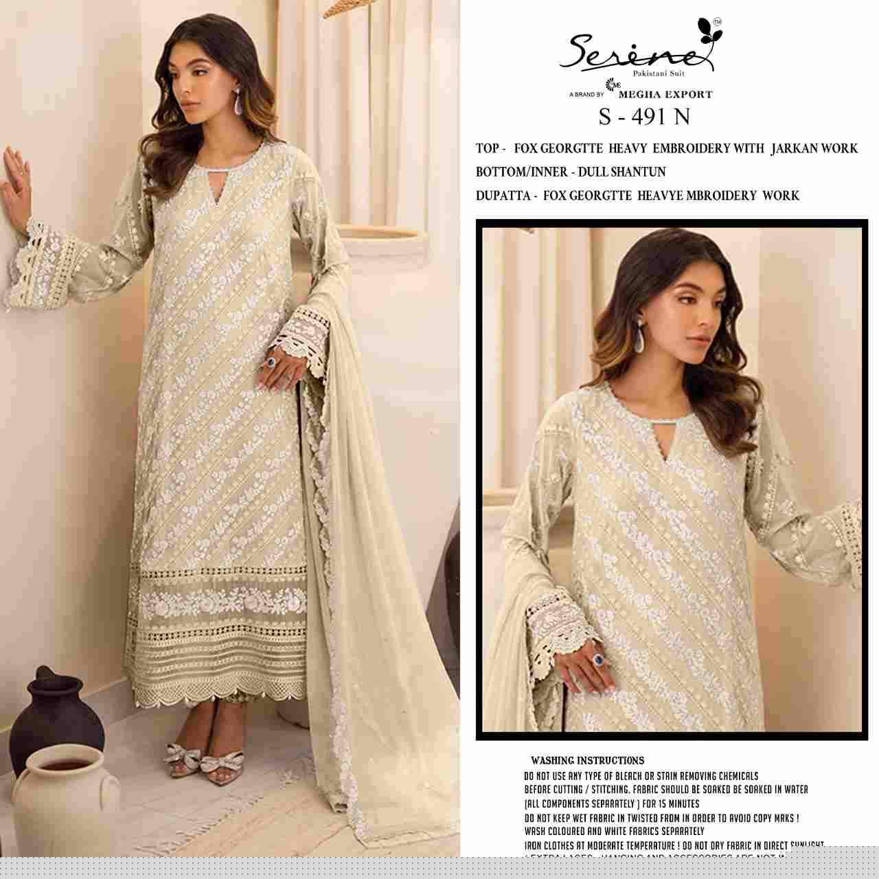 Serene Hit Design S-491 Colours Vol-4 By Serene S-491-M To S-491-P Series Designer Pakistani Suits Beautiful Fancy Colorful Stylish Party Wear & Occasional Wear Faux Georgette Embroidered Dresses At Wholesale Price