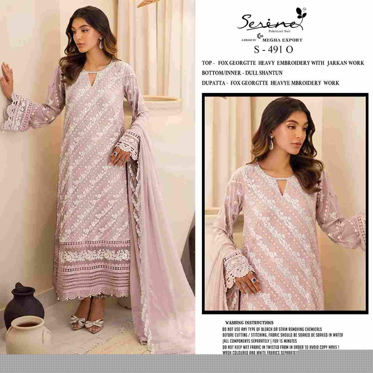 Serene Hit Design S-491 Colours Vol-4 By Serene S-491-M To S-491-P Series Designer Pakistani Suits Beautiful Fancy Colorful Stylish Party Wear & Occasional Wear Faux Georgette Embroidered Dresses At Wholesale Price