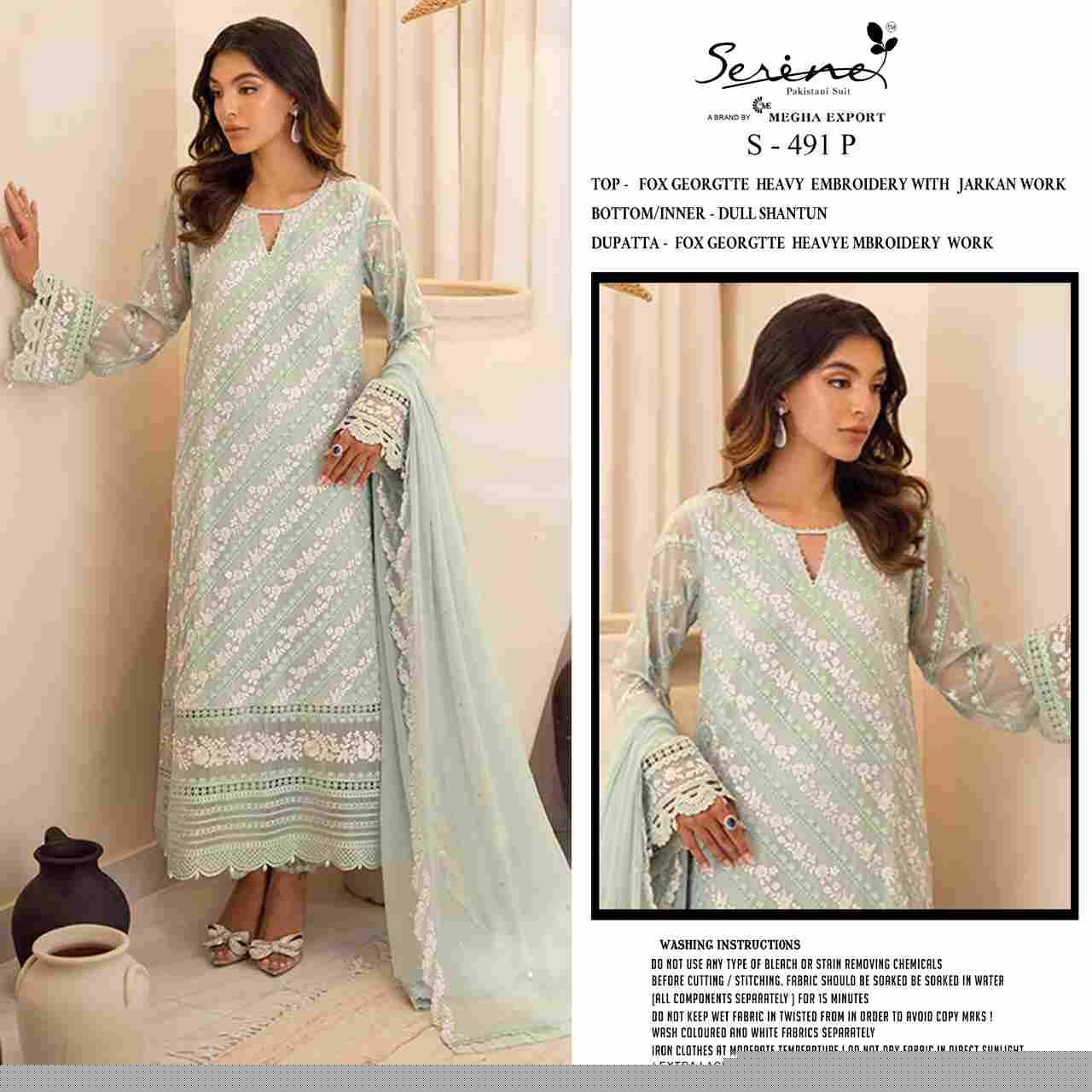 Serene Hit Design S-491 Colours Vol-4 By Serene S-491-M To S-491-P Series Designer Pakistani Suits Beautiful Fancy Colorful Stylish Party Wear & Occasional Wear Faux Georgette Embroidered Dresses At Wholesale Price