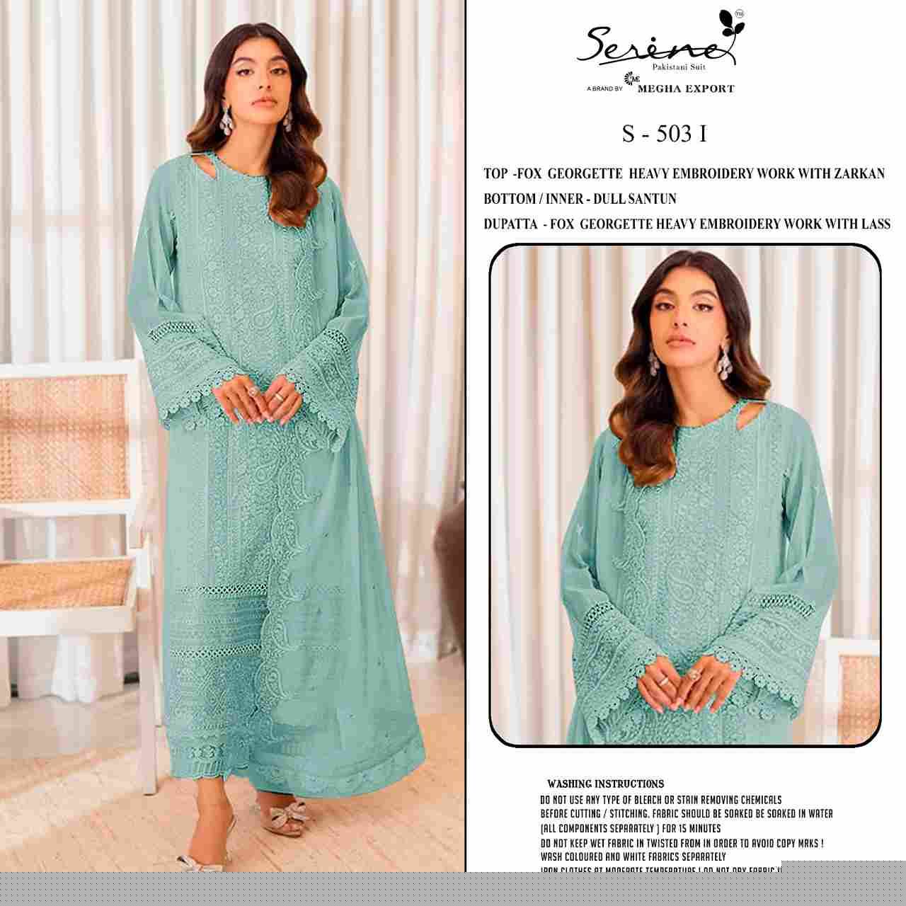 Serene Hit Design S-503 Colours Vol-3 By Serene S-503-I To S-503-L Series Designer Pakistani Suits Beautiful Fancy Colorful Stylish Party Wear & Occasional Wear Faux Georgette Embroidered Dresses At Wholesale Price