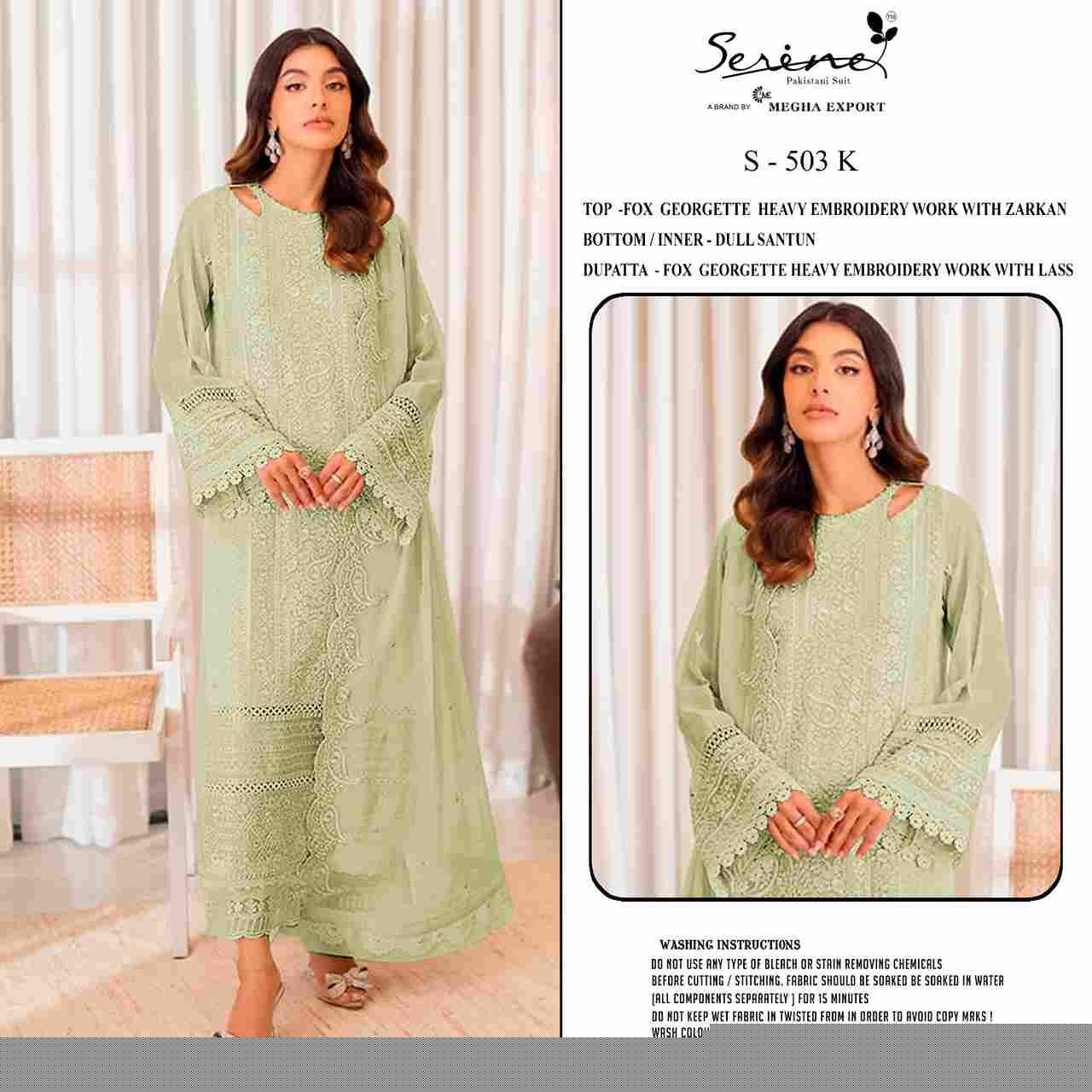 Serene Hit Design S-503 Colours Vol-3 By Serene S-503-I To S-503-L Series Designer Pakistani Suits Beautiful Fancy Colorful Stylish Party Wear & Occasional Wear Faux Georgette Embroidered Dresses At Wholesale Price