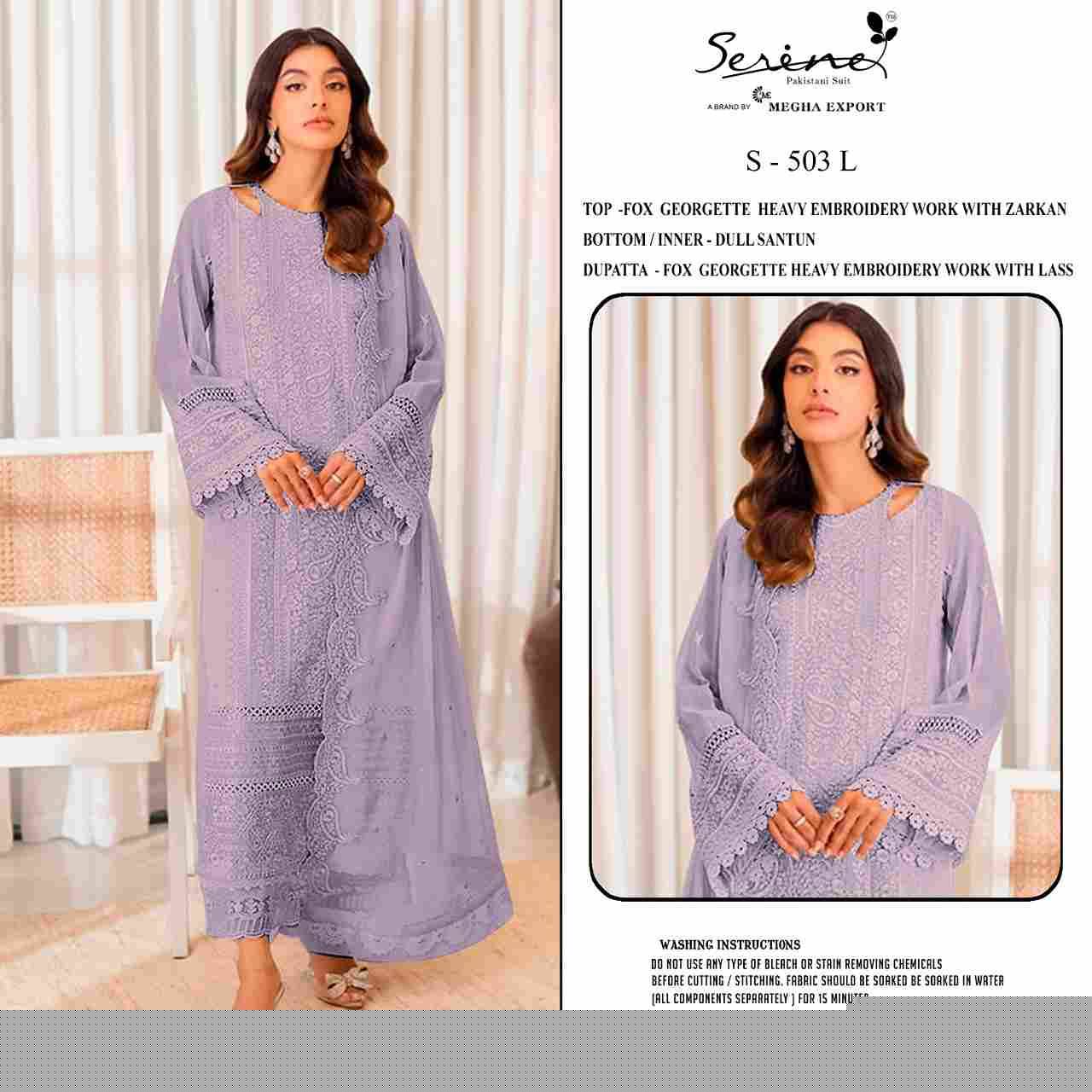 Serene Hit Design S-503 Colours Vol-3 By Serene S-503-I To S-503-L Series Designer Pakistani Suits Beautiful Fancy Colorful Stylish Party Wear & Occasional Wear Faux Georgette Embroidered Dresses At Wholesale Price