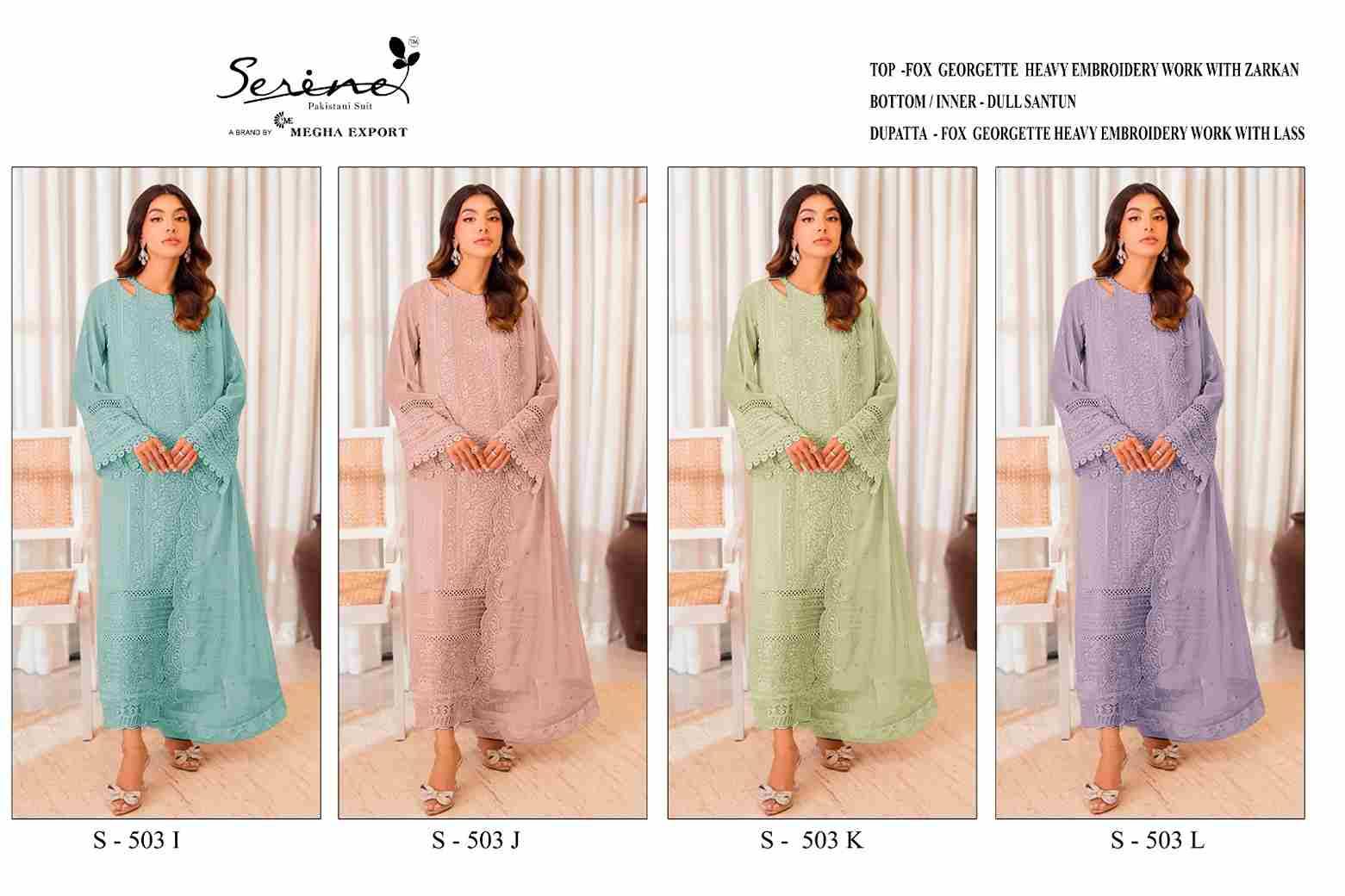 Serene Hit Design S-503 Colours Vol-3 By Serene S-503-I To S-503-L Series Designer Pakistani Suits Beautiful Fancy Colorful Stylish Party Wear & Occasional Wear Faux Georgette Embroidered Dresses At Wholesale Price