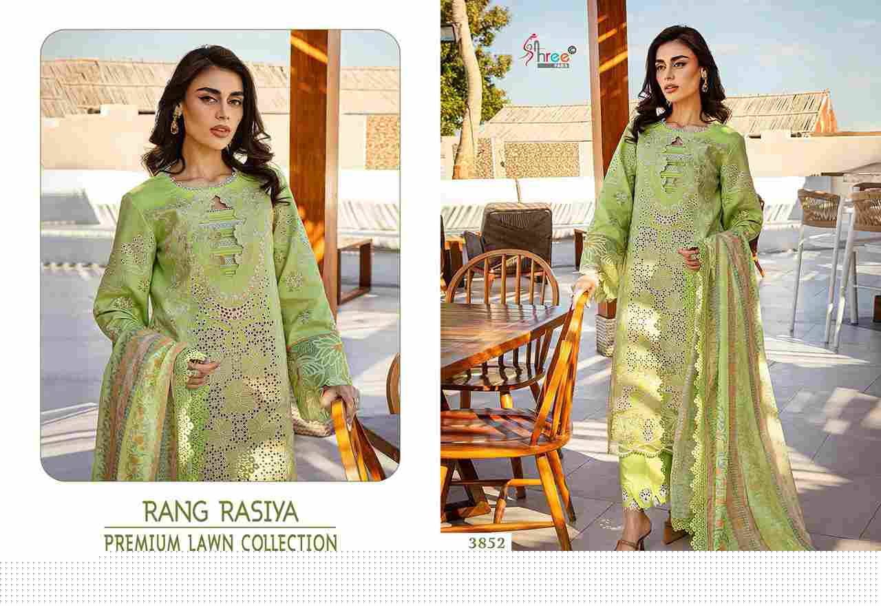 Rang Rasiya Premium Lawn Collection Vol-3 By Shree Fabs 3848 To 3852 Series Beautiful Pakistani Suits Colorful Stylish Fancy Casual Wear & Ethnic Wear Pure Cotton With Embroidered Dresses At Wholesale Price