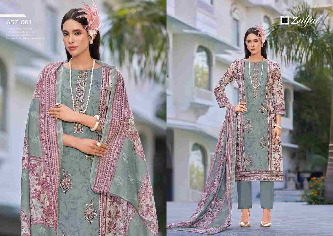 Venisha By Zulfat 657-001 To 657-008 Series Beautiful Festive Suits Stylish Fancy Colorful Casual Wear & Ethnic Wear Pure Cotton Print Dresses At Wholesale Price