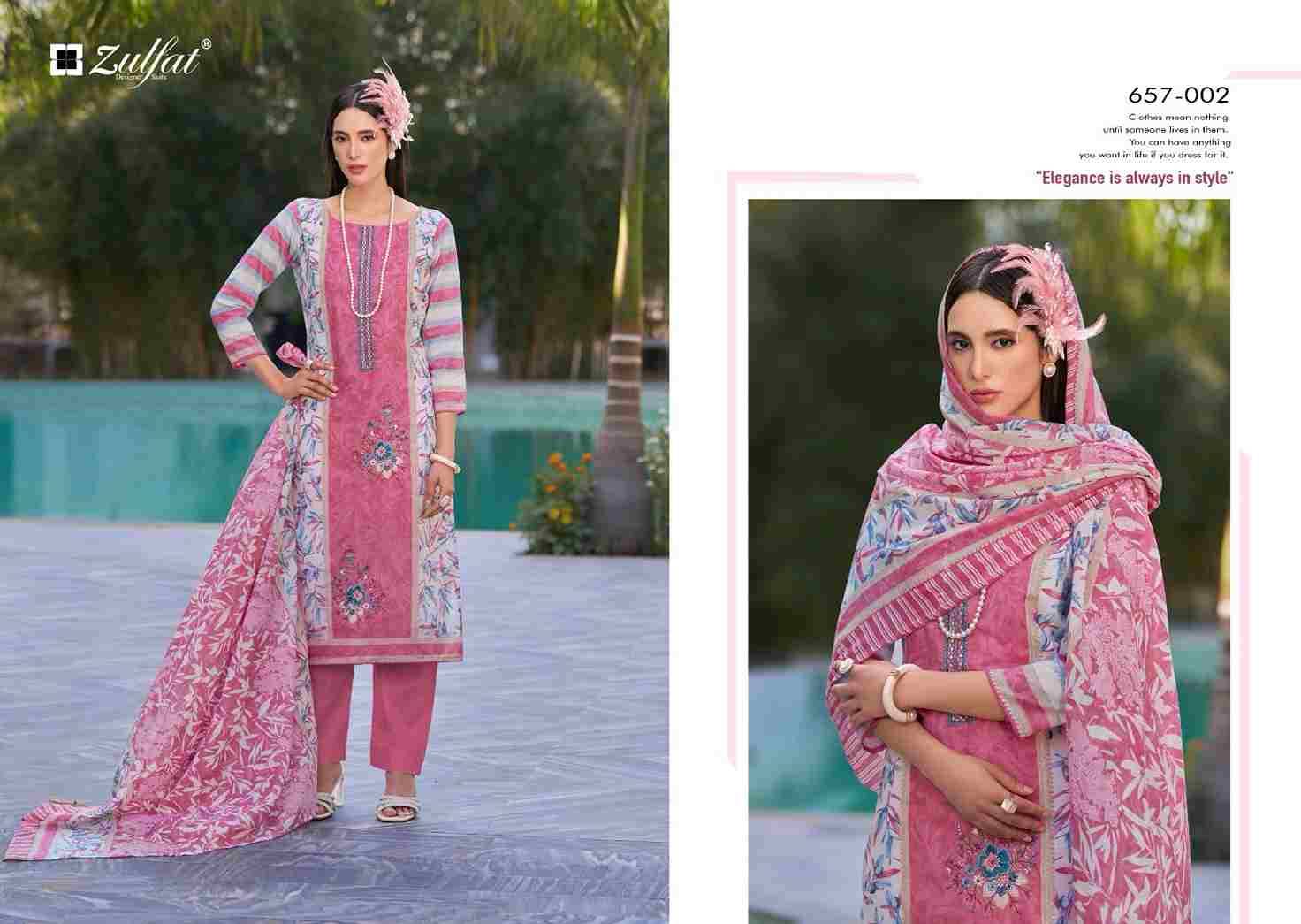 Venisha By Zulfat 657-001 To 657-008 Series Beautiful Festive Suits Stylish Fancy Colorful Casual Wear & Ethnic Wear Pure Cotton Print Dresses At Wholesale Price