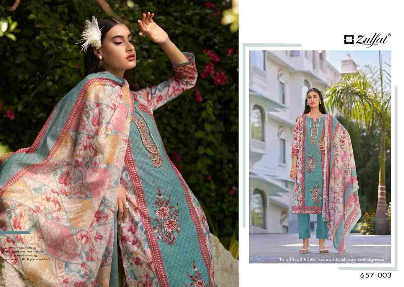 Venisha By Zulfat 657-001 To 657-008 Series Beautiful Festive Suits Stylish Fancy Colorful Casual Wear & Ethnic Wear Pure Cotton Print Dresses At Wholesale Price