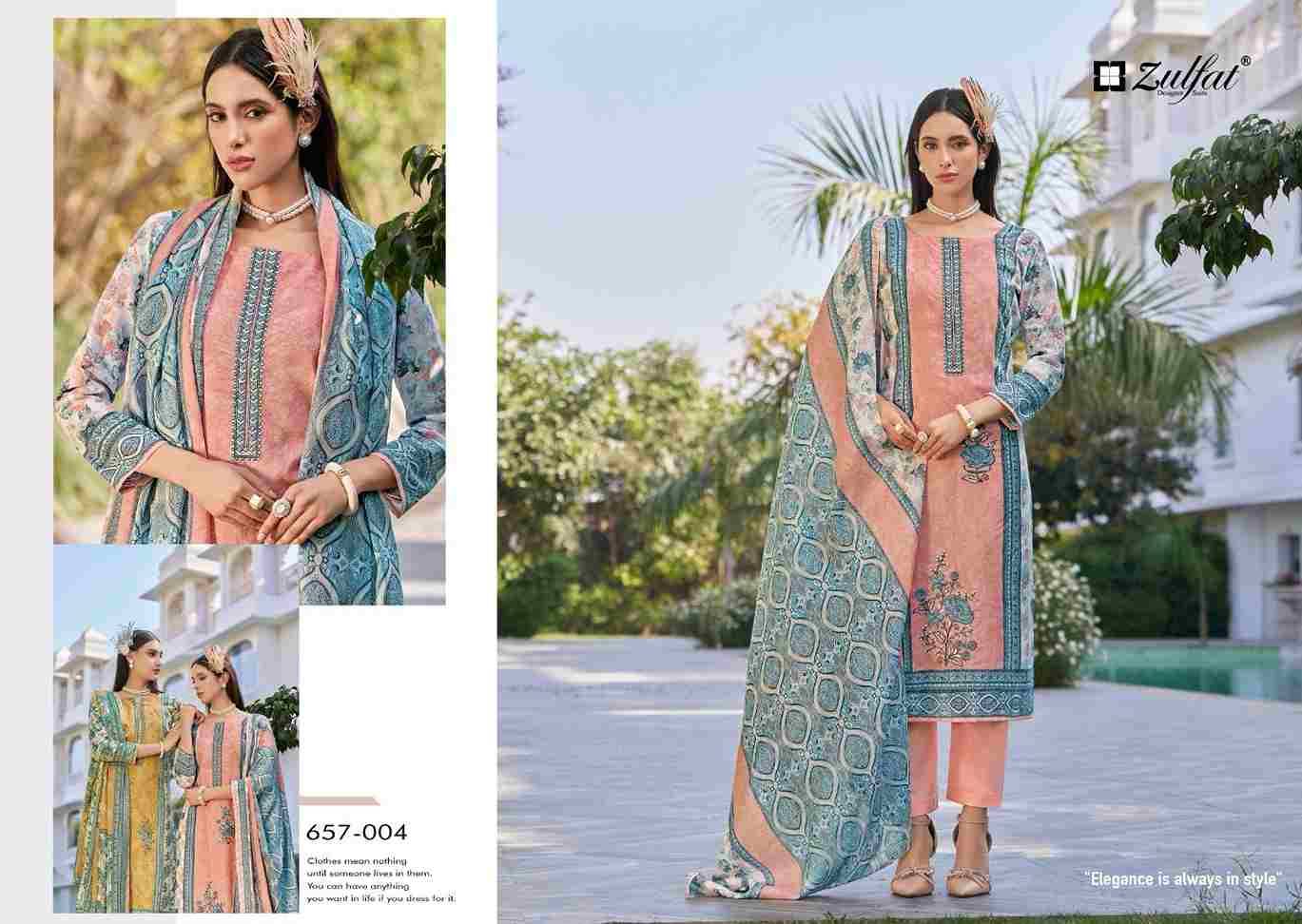 Venisha By Zulfat 657-001 To 657-008 Series Beautiful Festive Suits Stylish Fancy Colorful Casual Wear & Ethnic Wear Pure Cotton Print Dresses At Wholesale Price