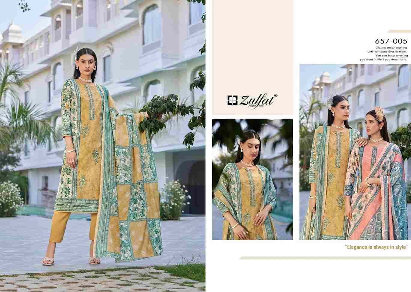 Venisha By Zulfat 657-001 To 657-008 Series Beautiful Festive Suits Stylish Fancy Colorful Casual Wear & Ethnic Wear Pure Cotton Print Dresses At Wholesale Price