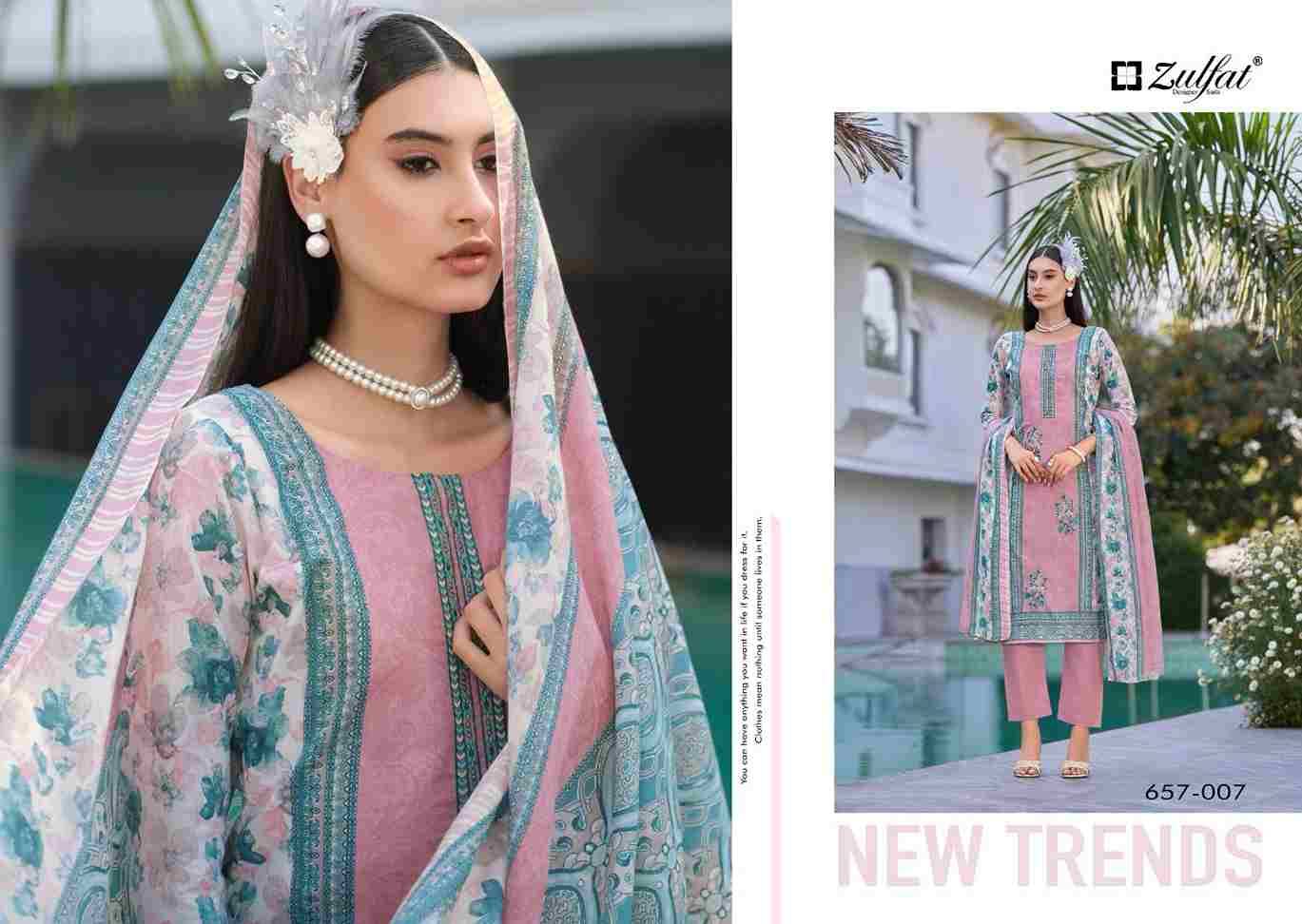 Venisha By Zulfat 657-001 To 657-008 Series Beautiful Festive Suits Stylish Fancy Colorful Casual Wear & Ethnic Wear Pure Cotton Print Dresses At Wholesale Price