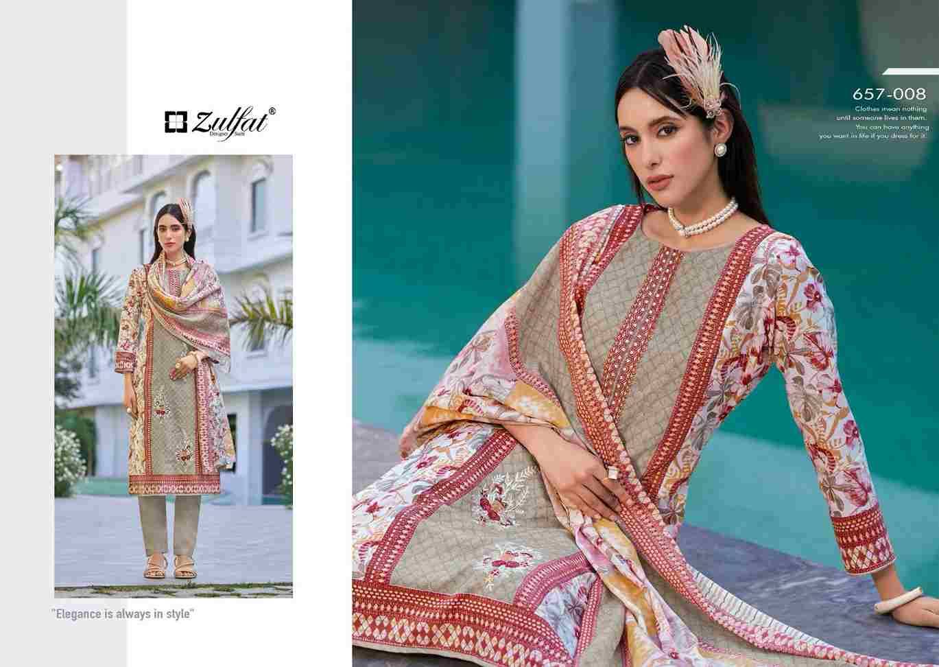 Venisha By Zulfat 657-001 To 657-008 Series Beautiful Festive Suits Stylish Fancy Colorful Casual Wear & Ethnic Wear Pure Cotton Print Dresses At Wholesale Price
