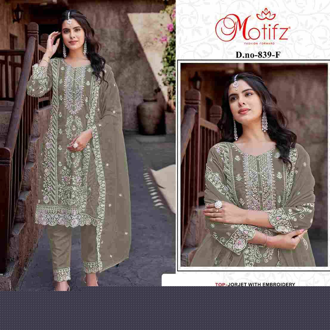 Motifz Hit Design 839 Colours Vol-2 By Motifz 839-E To 839-H Series Beautiful Pakistani Suits Colorful Stylish Fancy Casual Wear & Ethnic Wear Georgette Dresses At Wholesale Price