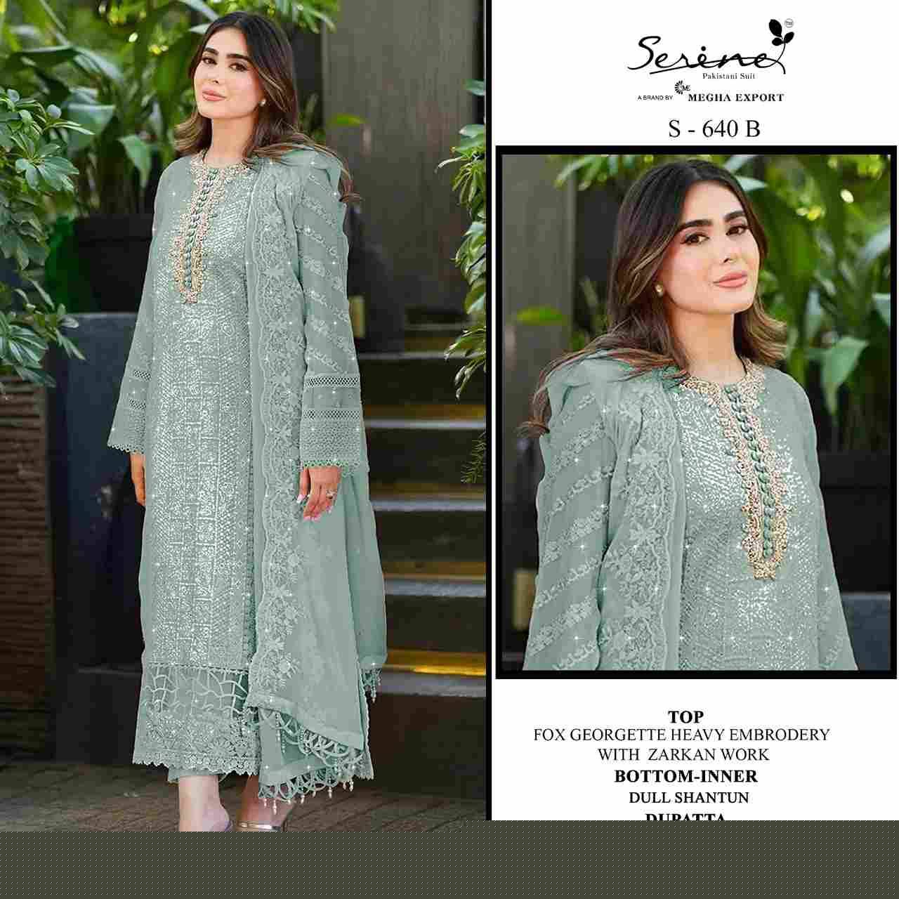 Serene Hit Design S-640 Colours By Serene S-640-A To S-640-D Series Designer Pakistani Suits Beautiful Fancy Colorful Stylish Party Wear & Occasional Wear Faux Georgette Embroidered Dresses At Wholesale Price