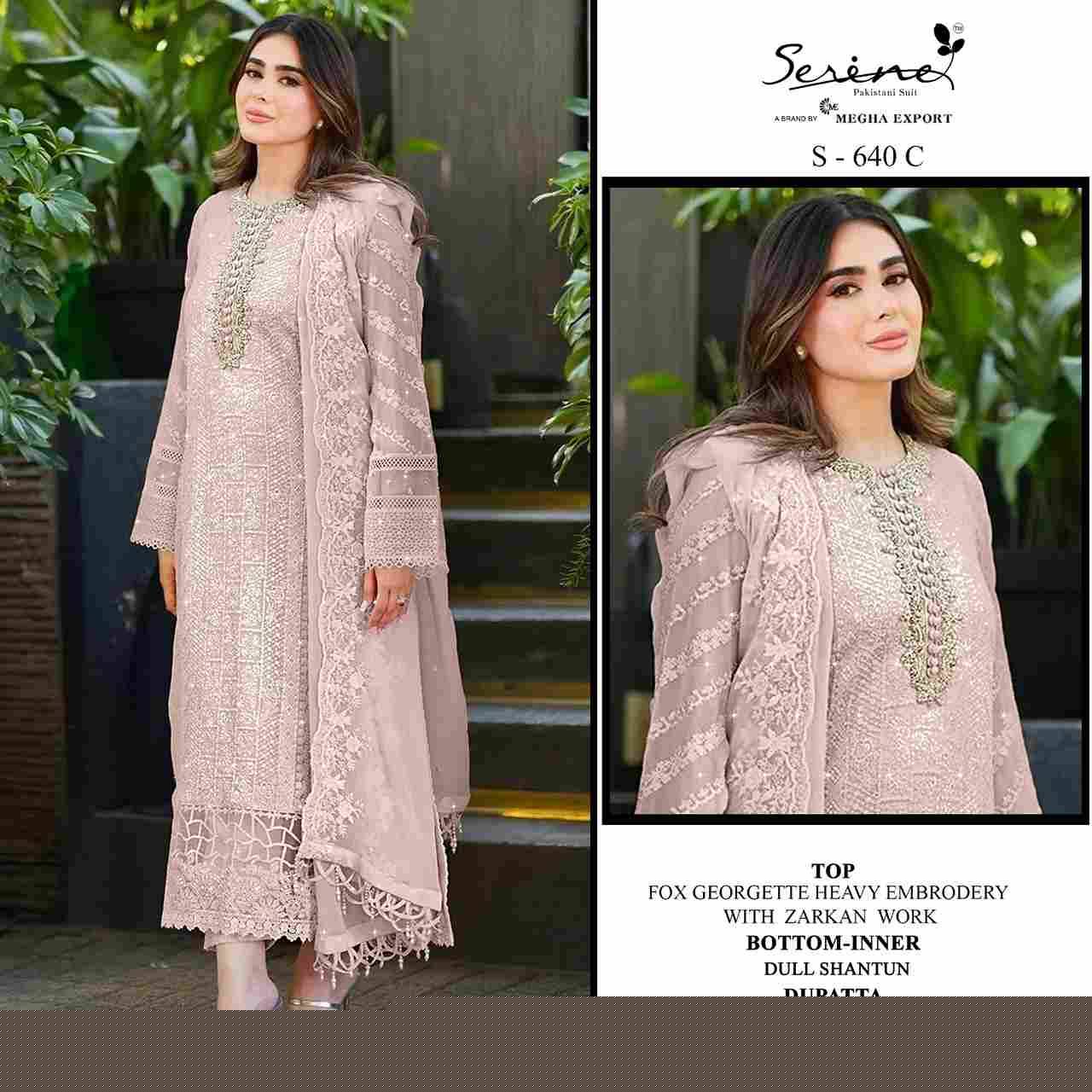 Serene Hit Design S-640 Colours By Serene S-640-A To S-640-D Series Designer Pakistani Suits Beautiful Fancy Colorful Stylish Party Wear & Occasional Wear Faux Georgette Embroidered Dresses At Wholesale Price
