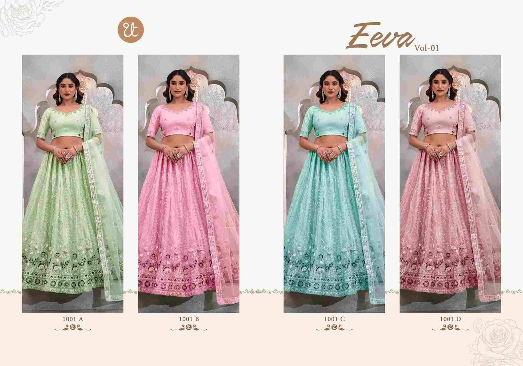 Eeva Vol-1 By Thread Thrill 1001-A To 1001-D Series Beautiful Colorful Fancy Wedding Collection Occasional Wear & Party Wear Net Lehengas At Wholesale Price