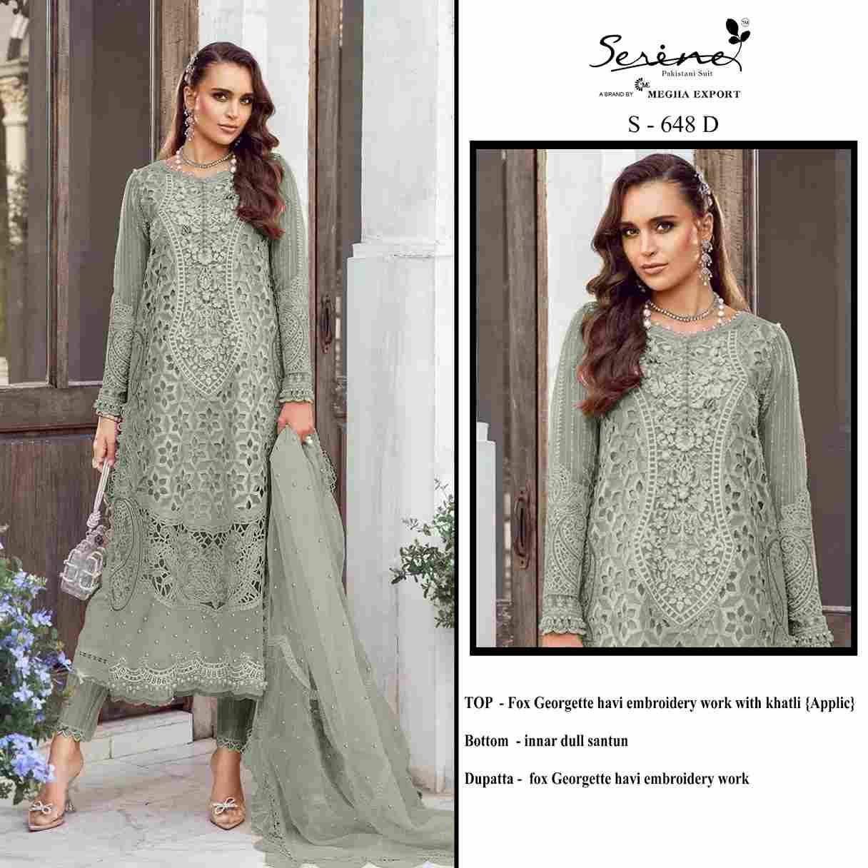 Serene Hit Design S-648 Colours By Serene S-648-A To S-648-D Series Designer Pakistani Suits Beautiful Fancy Colorful Stylish Party Wear & Occasional Wear Faux Georgette Embroidered Dresses At Wholesale Price