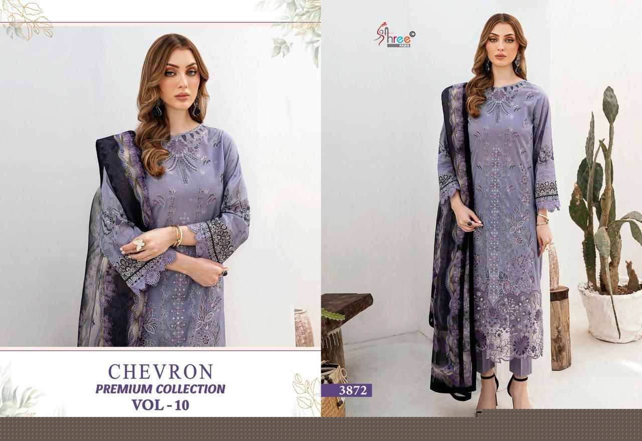 Chevron Premium Collection Vol-10 By Shree Fabs 3871 To 3878 Series Beautiful Pakistani Suits Colorful Stylish Fancy Casual Wear & Ethnic Wear Pure Cotton Embroidered Dresses At Wholesale Price