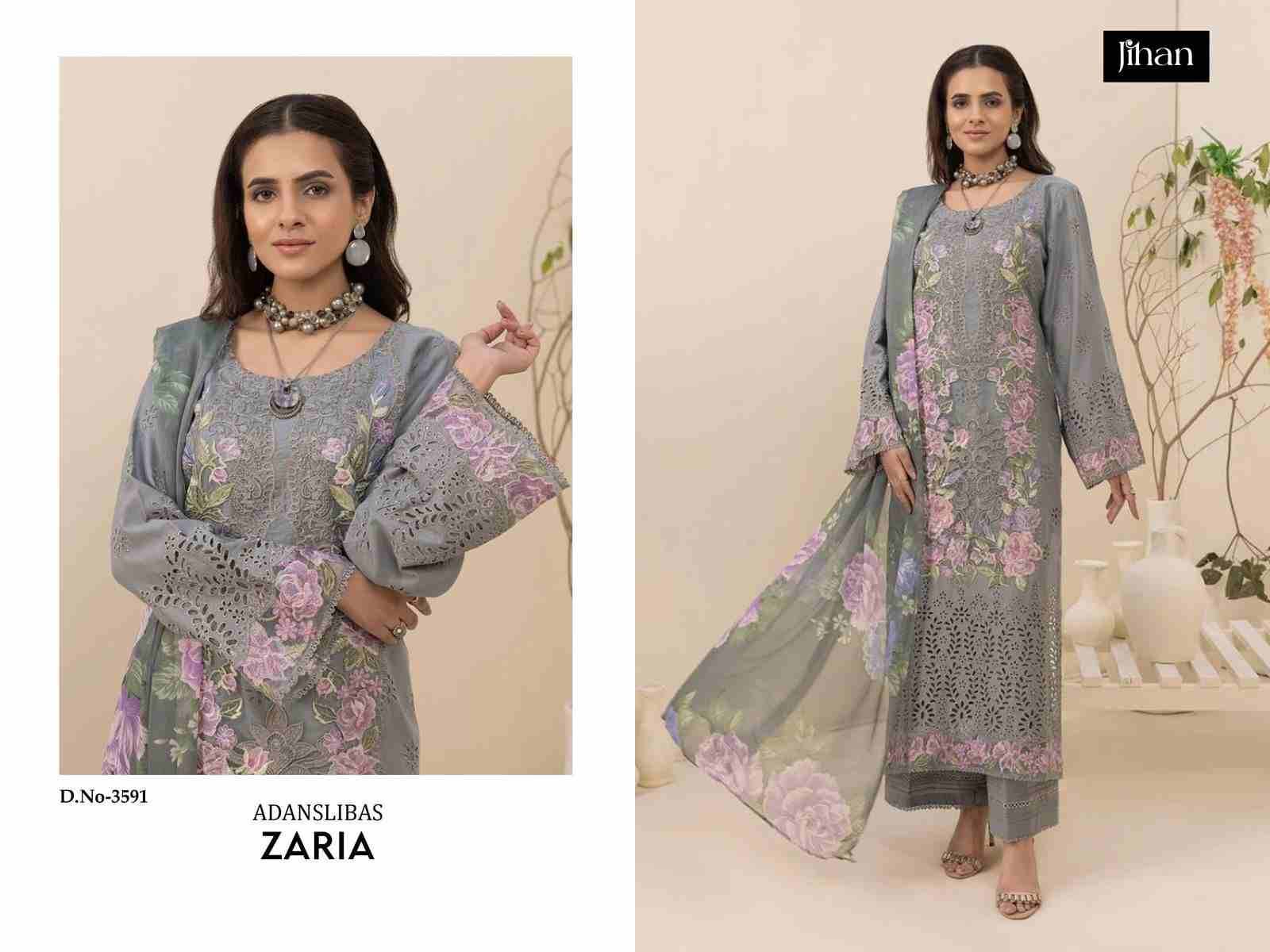 Adanslibas Zaria By Jihan 3591 To 3596 Series Designer Pakistani Suits Beautiful Fancy Stylish Colorful Party Wear & Occasional Wear Pure Lawn Dresses At Wholesale Price