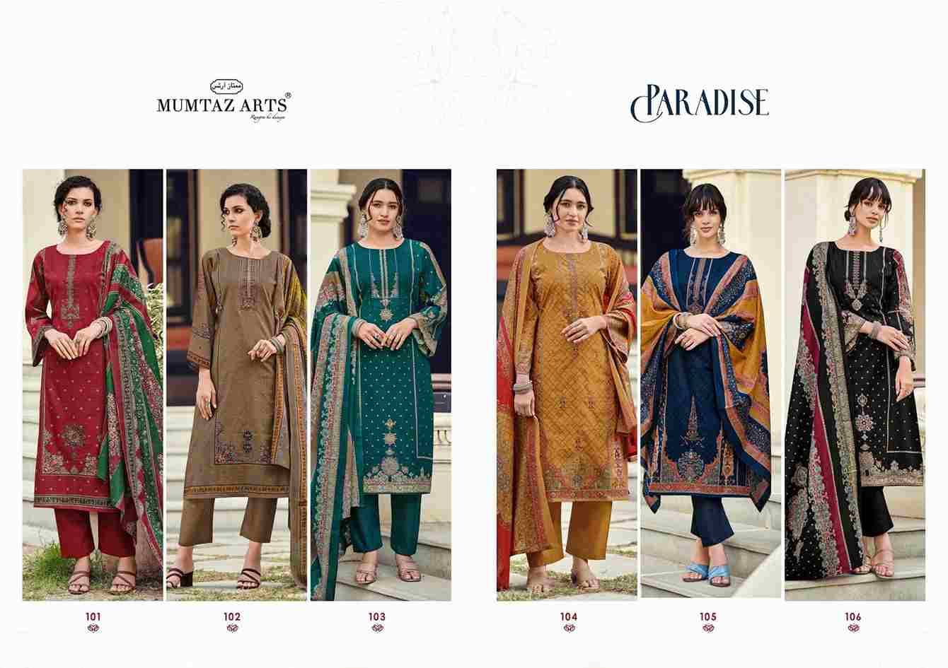 Paradise By Mumtaz Arts 101 To 106 Series Designer Festive Suits Collection Beautiful Stylish Fancy Colorful Party Wear & Occasional Wear Pure Viscose Lawn Cotton Dresses At Wholesale Price