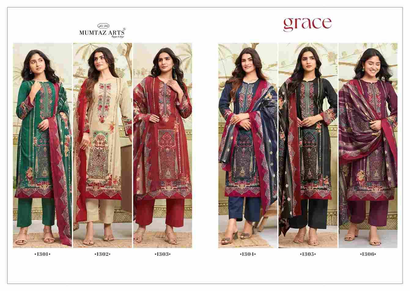 Grace By Mumtaz Arts 1301 To 1306 Series Designer Festive Suits Collection Beautiful Stylish Fancy Colorful Party Wear & Occasional Wear Pure Viscose Lawn Cotton Dresses At Wholesale Price