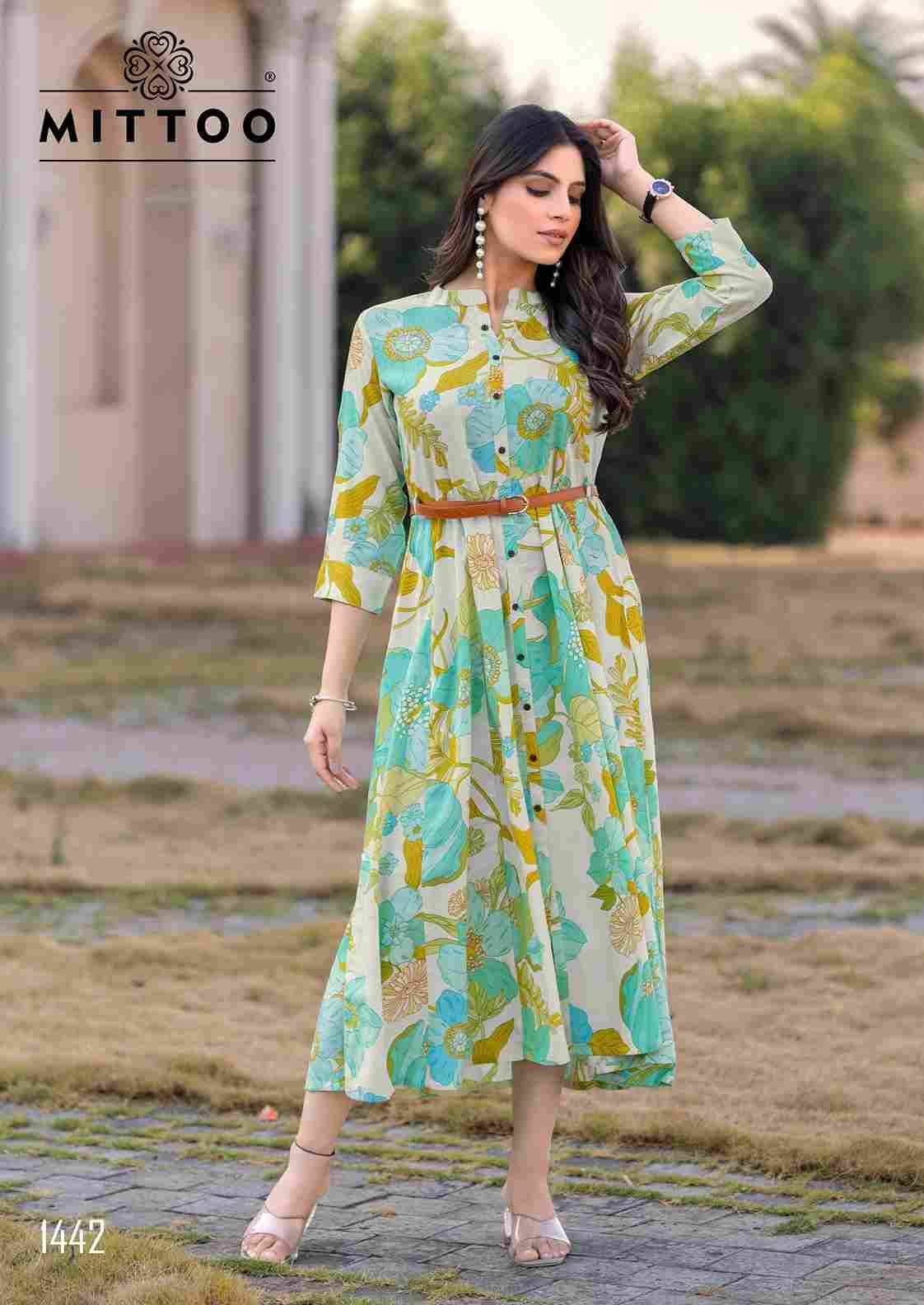 Belt Vol-20 By Mittoo 1437 To 1442 Series Designer Stylish Fancy Colorful Beautiful Party Wear & Ethnic Wear Collection Rayon Print Kurtis At Wholesale Price