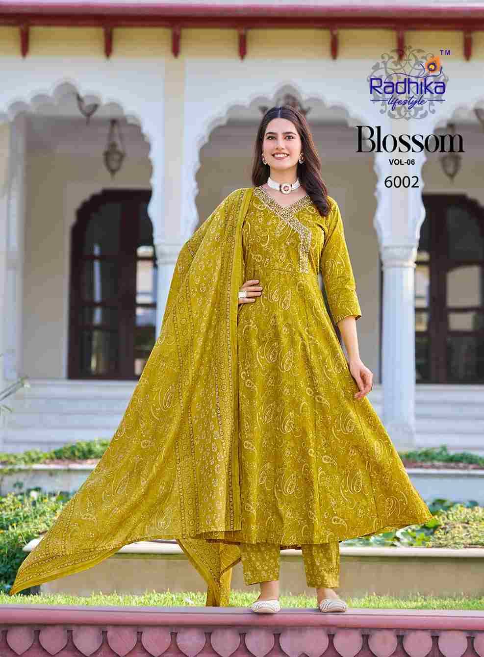 Blossom Vol-6 By Radhika Lifestyle 6001 To 6006 Series Beautiful Festive Suits Colorful Stylish Fancy Casual Wear & Ethnic Wear Cotton Print With Work Dresses At Wholesale Price