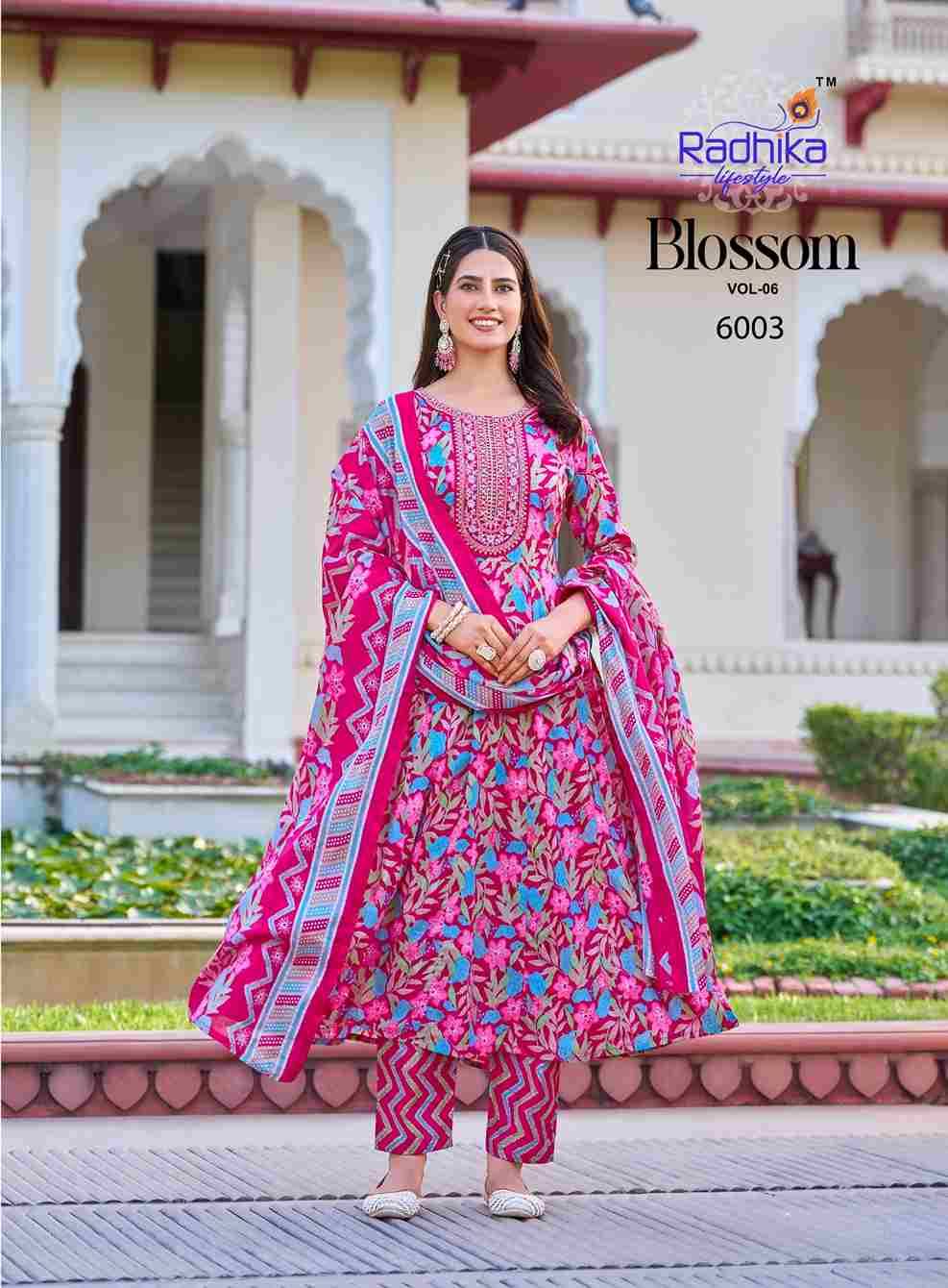 Blossom Vol-6 By Radhika Lifestyle 6001 To 6006 Series Beautiful Festive Suits Colorful Stylish Fancy Casual Wear & Ethnic Wear Cotton Print With Work Dresses At Wholesale Price