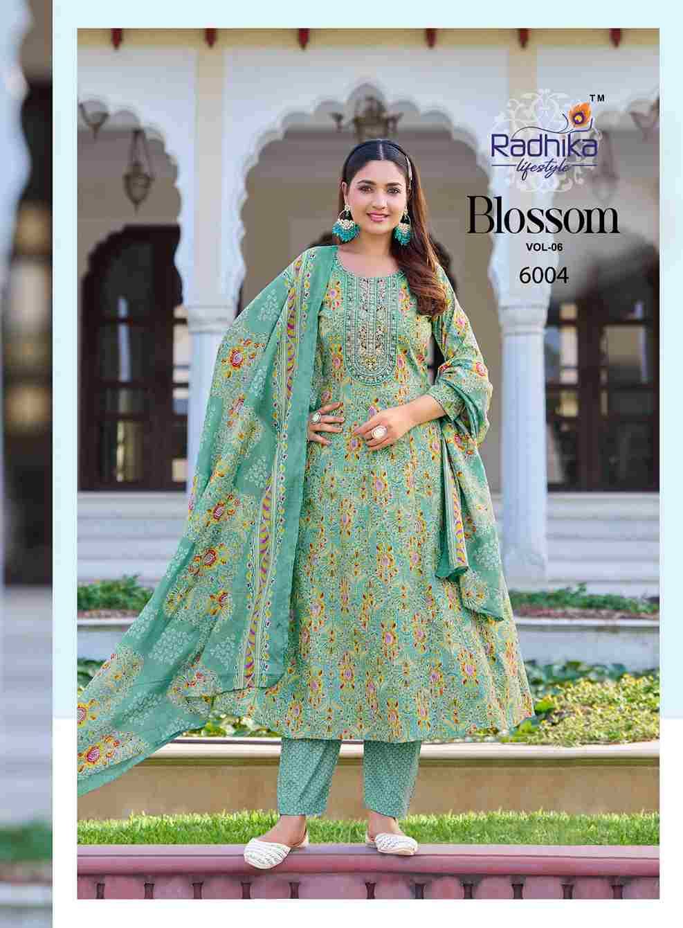 Blossom Vol-6 By Radhika Lifestyle 6001 To 6006 Series Beautiful Festive Suits Colorful Stylish Fancy Casual Wear & Ethnic Wear Cotton Print With Work Dresses At Wholesale Price